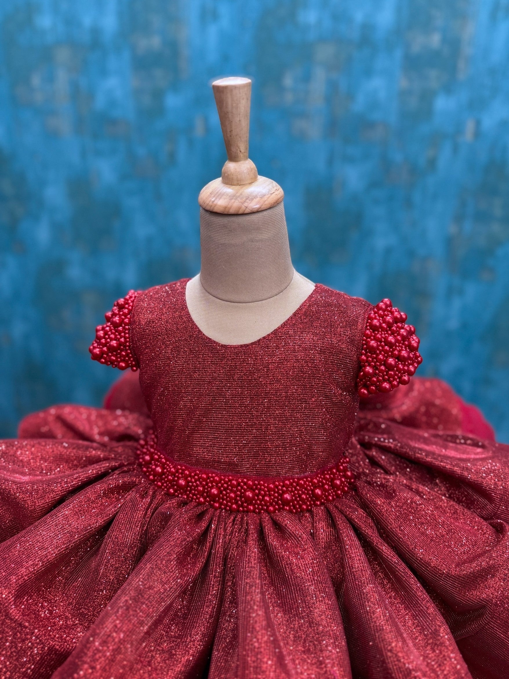 Crimson Ruby Bloom 3D Princess Gown