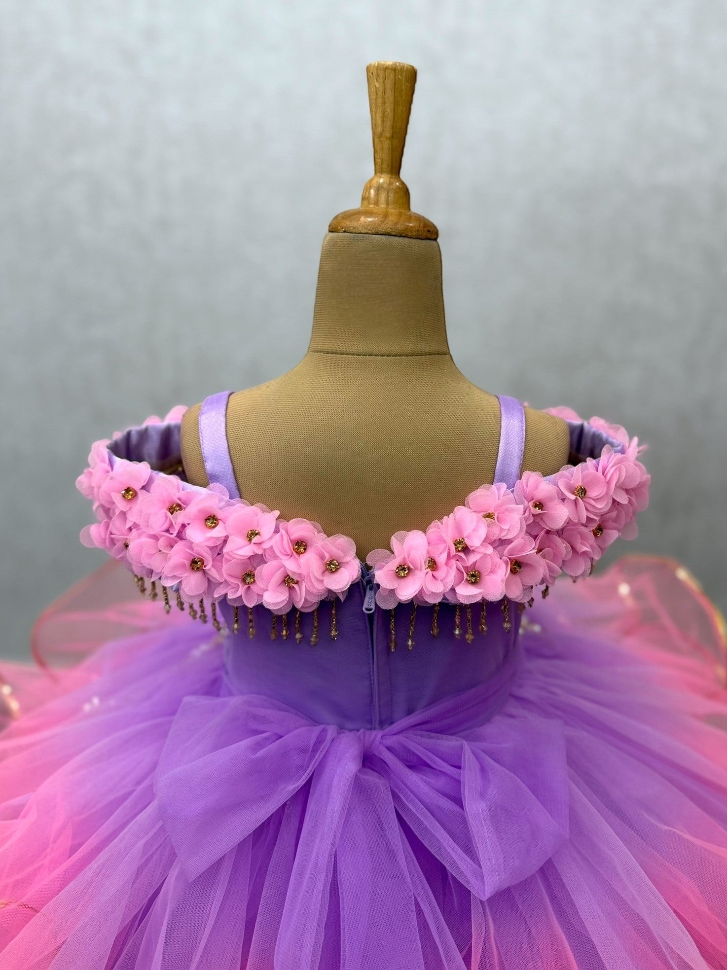 Girls Party Wear Online, Pink & Purple Ombre Pageant Gown