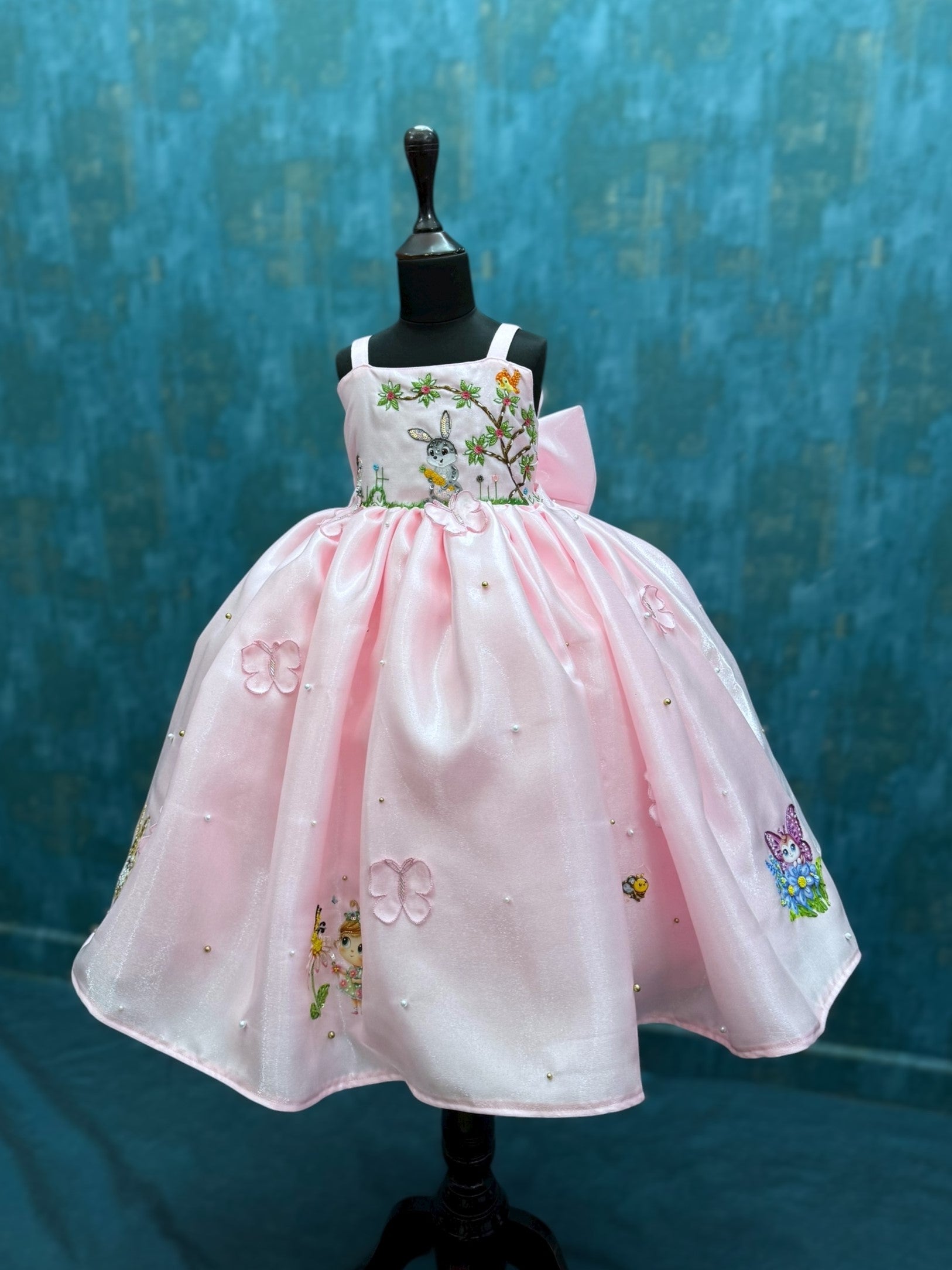 pink Blossom Bunny Dream Dress with intricate work