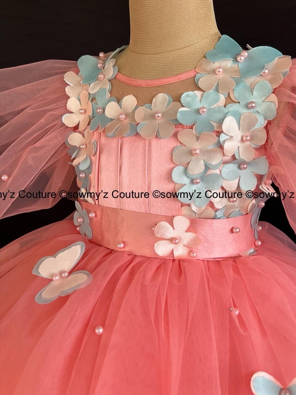 Dreamy Peach Flutter Gown