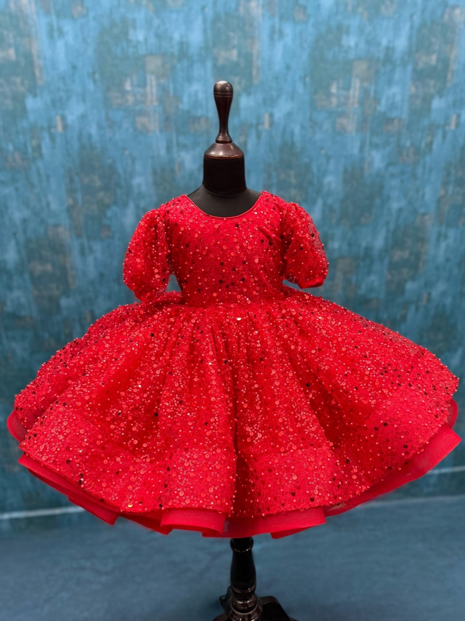 Crimson Sparkle Princess Ball Gown