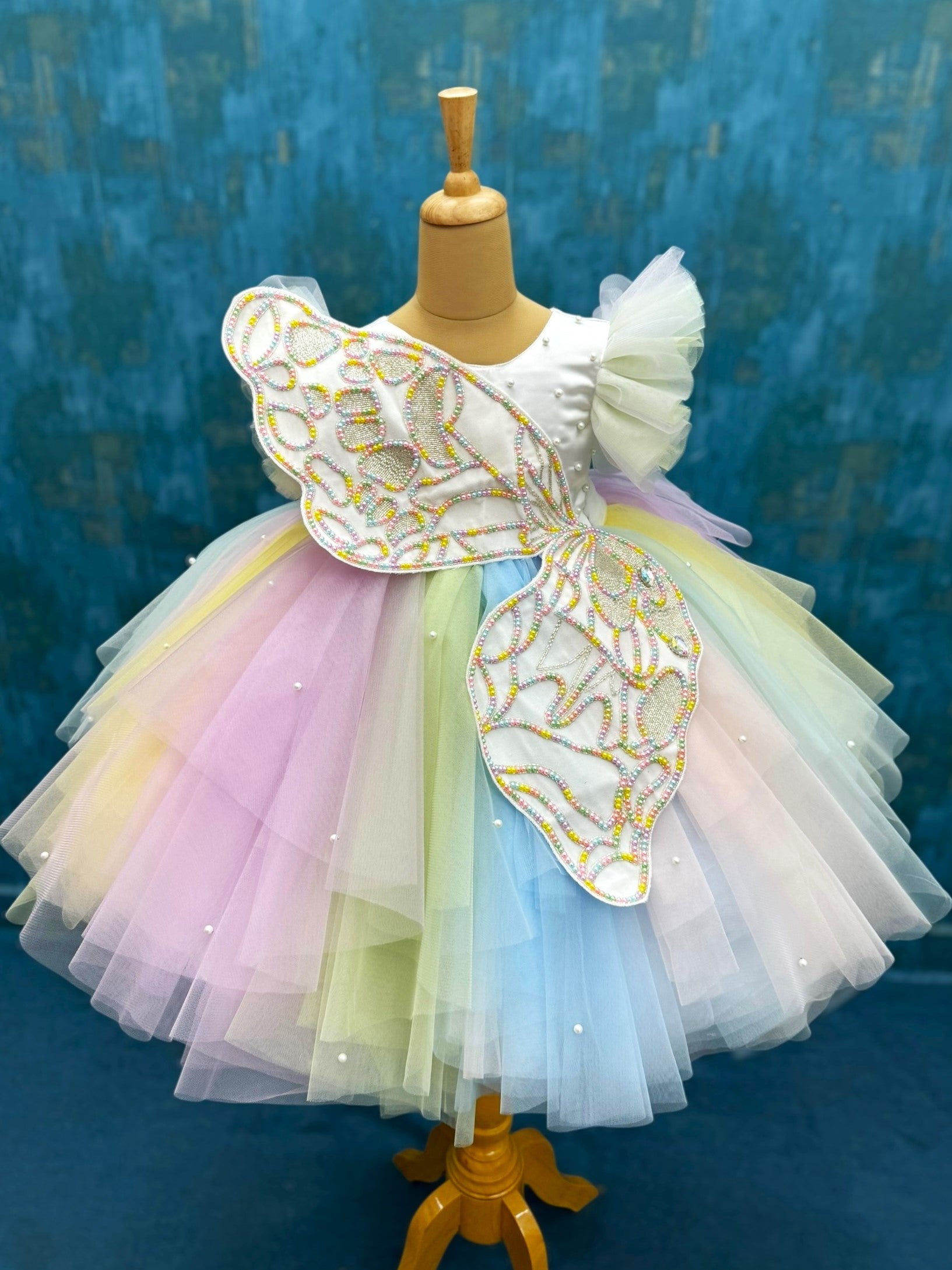 Starlight Rainbow Fairy Wing Crystal Blossom Princess Ball Gown
