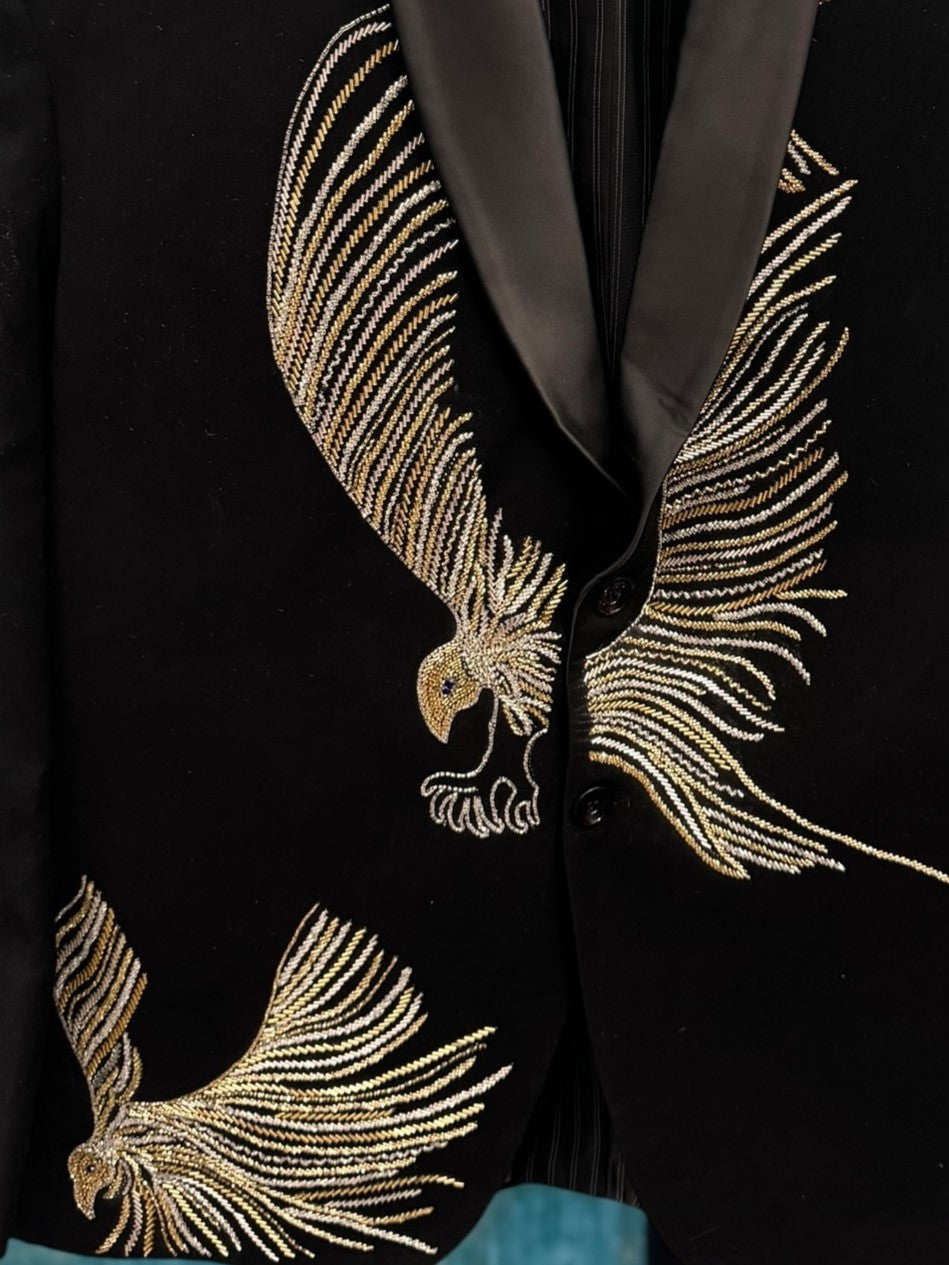 Crown Fire Obsidian Black Golden Eagle Royalty Blazer