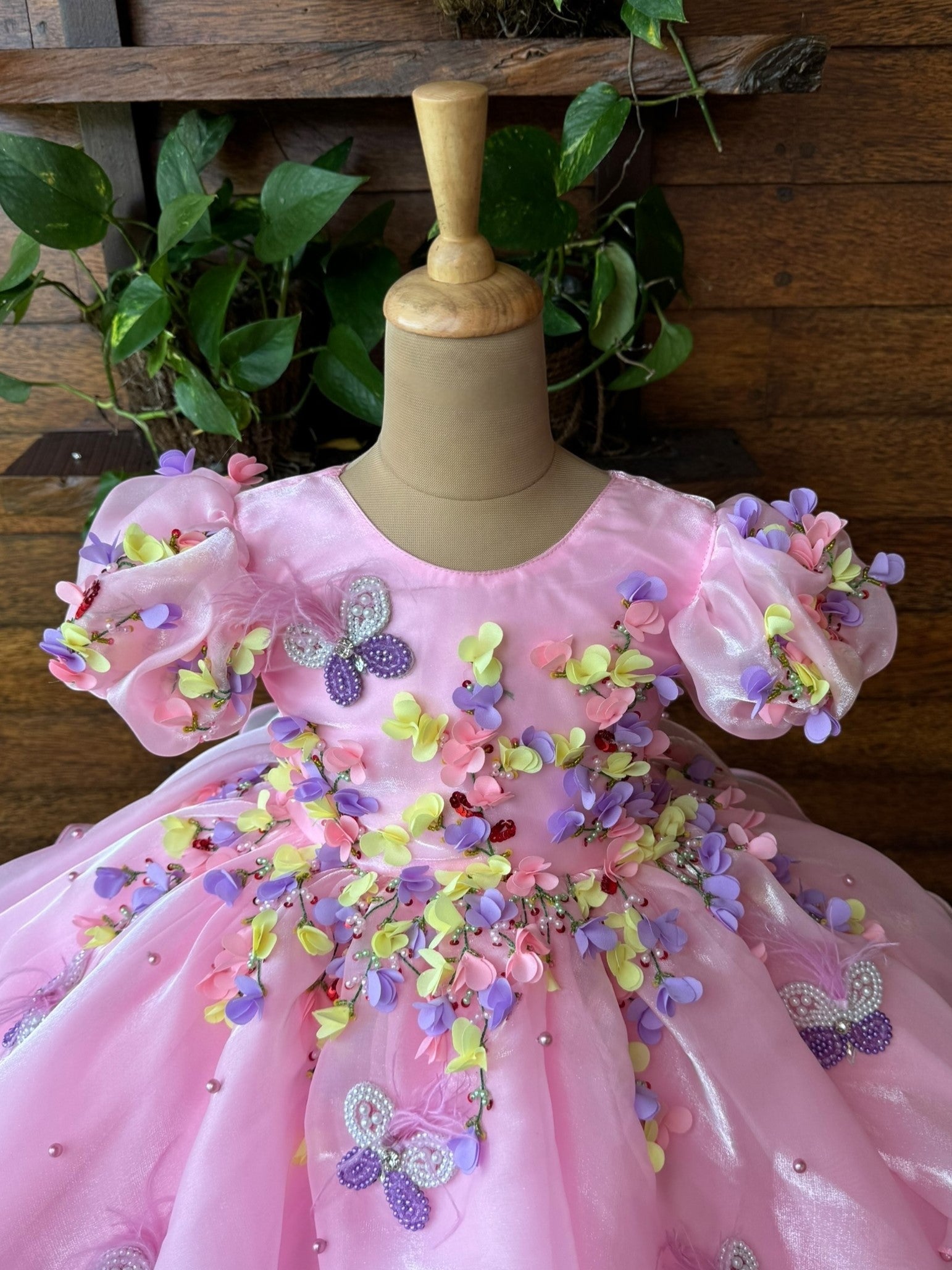 Sweet Peony Flutter Butterfly Handcrafted Floral Princess Dress