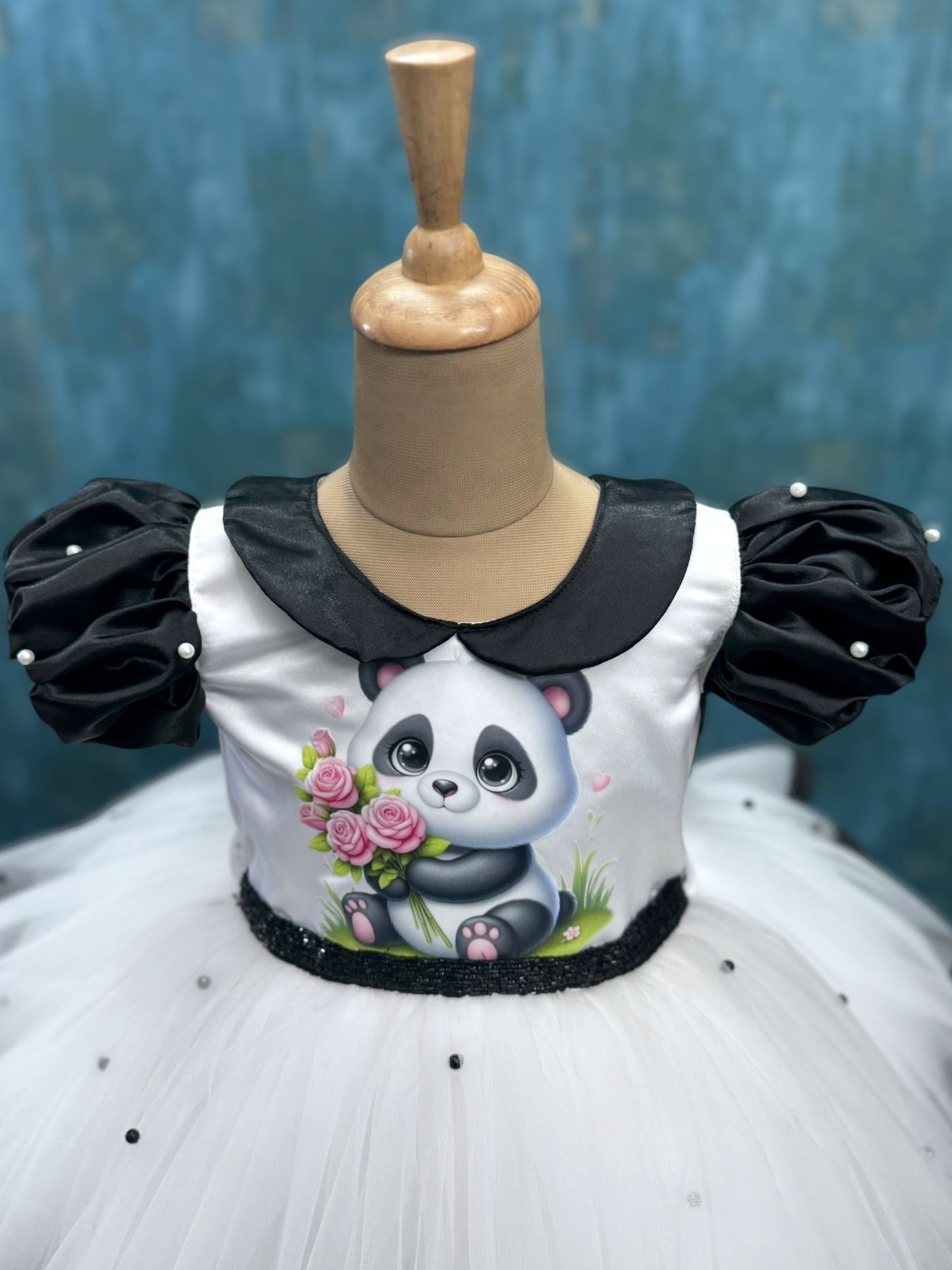 Snowy Panda Dream Black & White Princess Gown