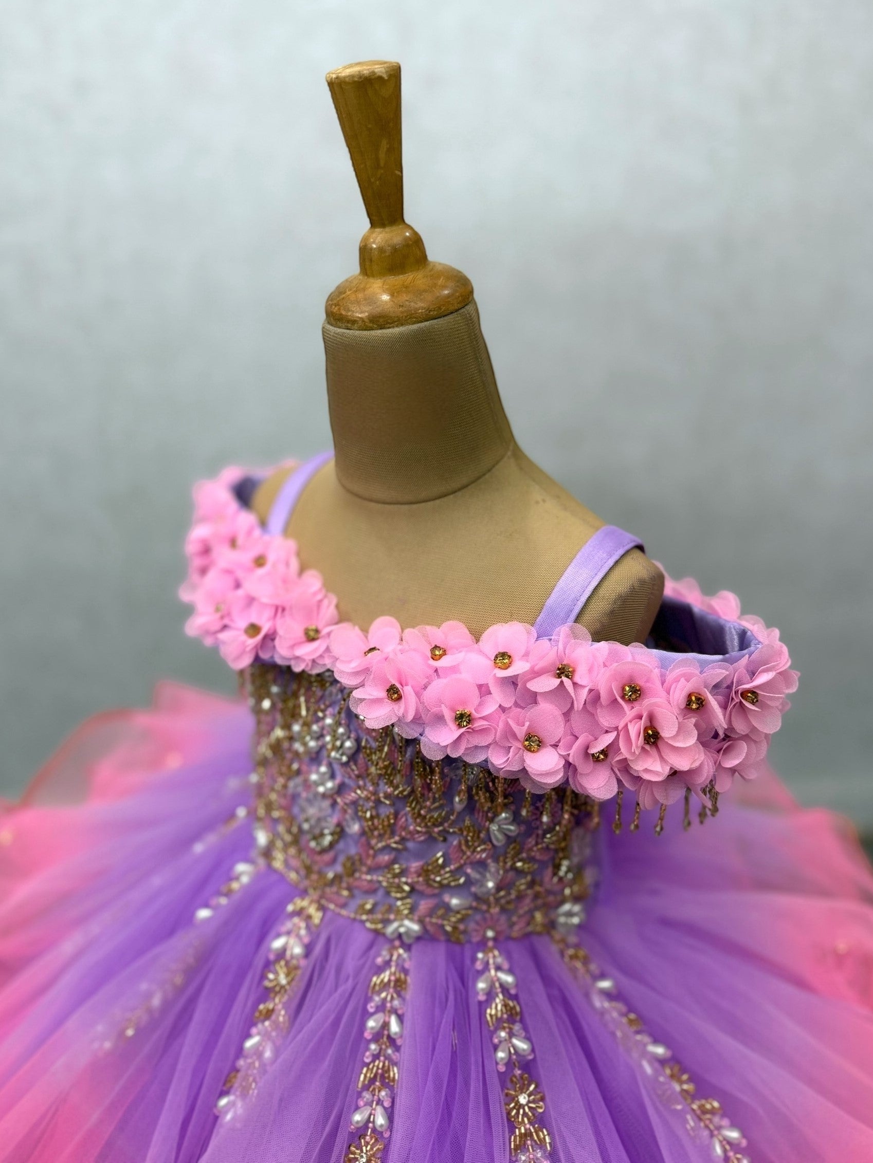 Girls Party Wear Online, Pink & Purple Ombre Pageant Gown