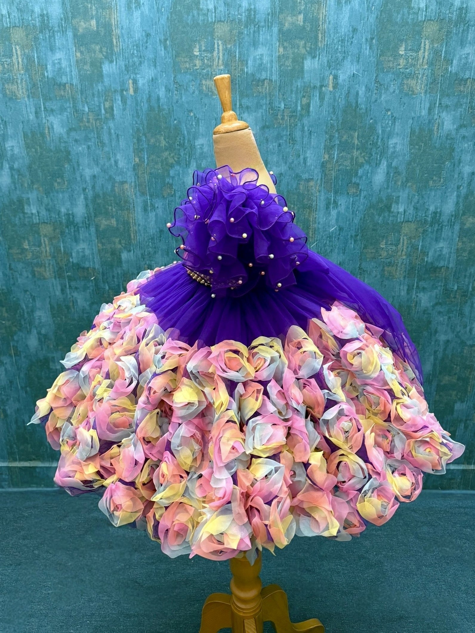 Purple multi colour Rosalina ball gown With Butterfly Top