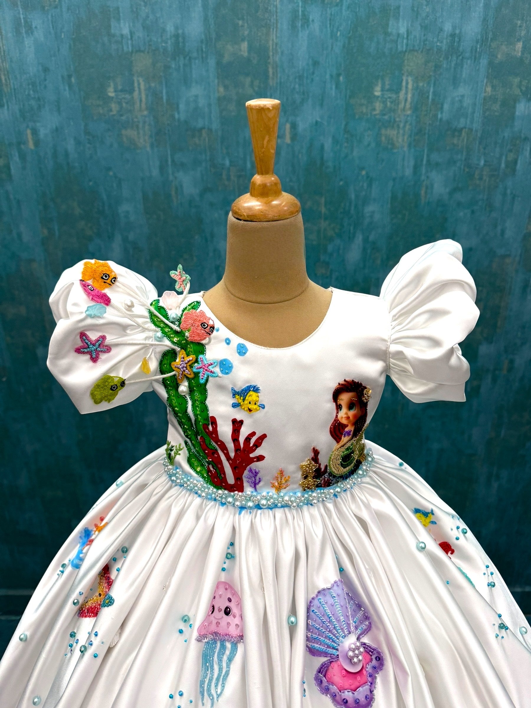 3D MERMAID BALL GOWN WITH HAND EMBROIDERED CHARACTERS