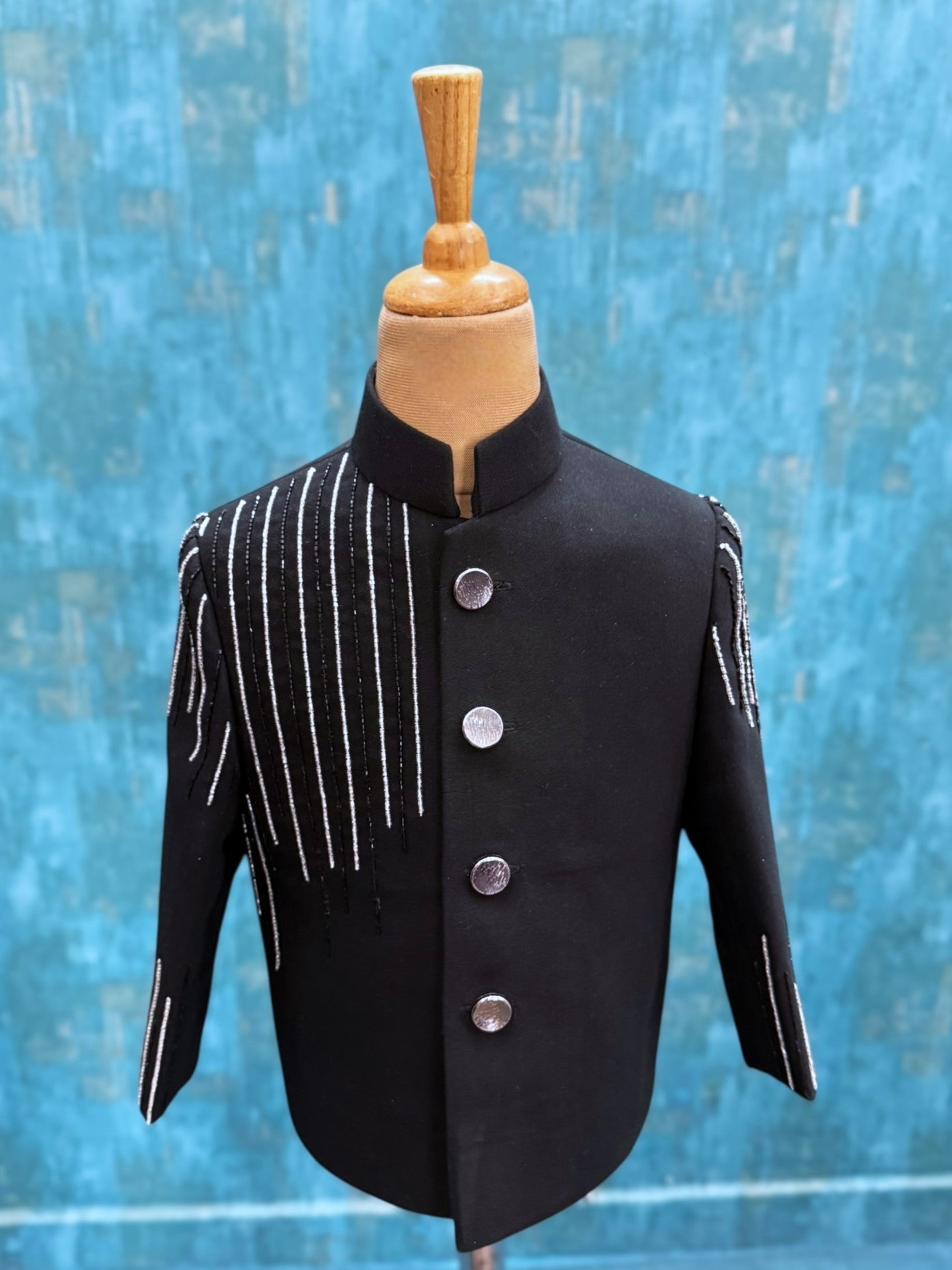 Midnight Cascade Couture Coat- Comes with Pant