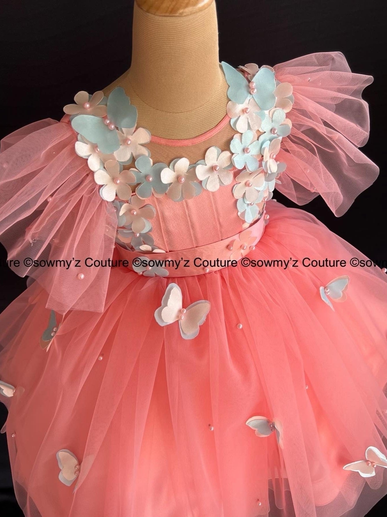 Dreamy Peach Flutter Gown