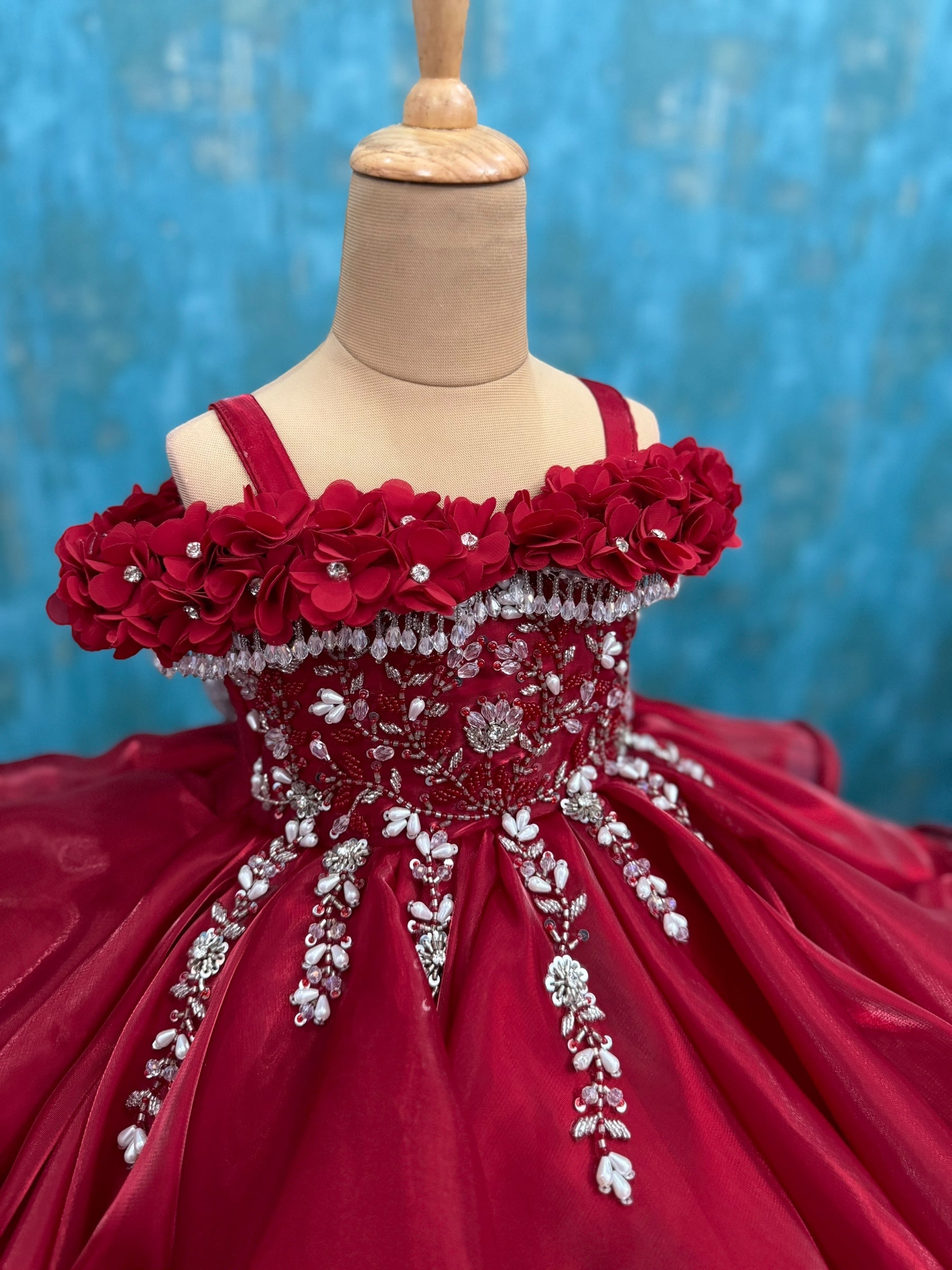 Ruby Red Layer Jimmy chu sequins Ball Gown