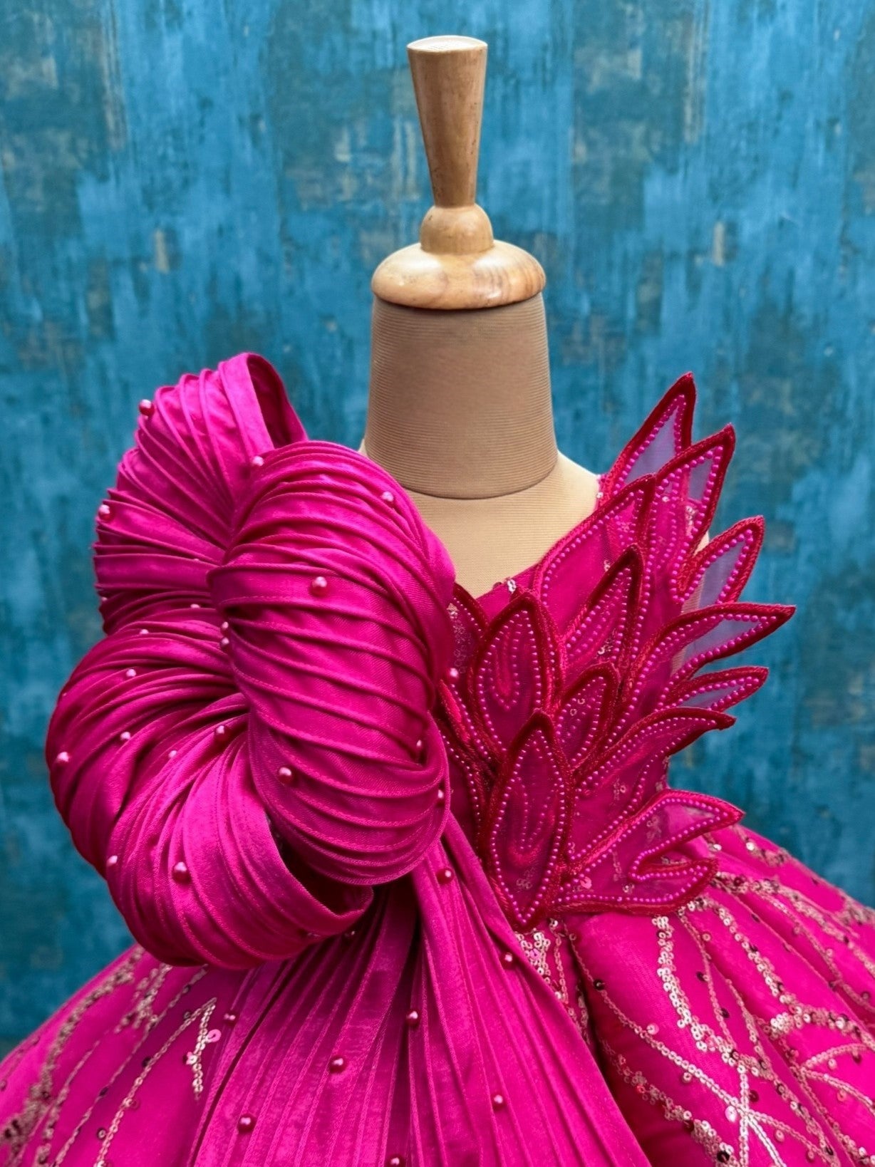 Buy Hot Pink Gown Online, Hot Pink Designer Mom & Daughter Gown