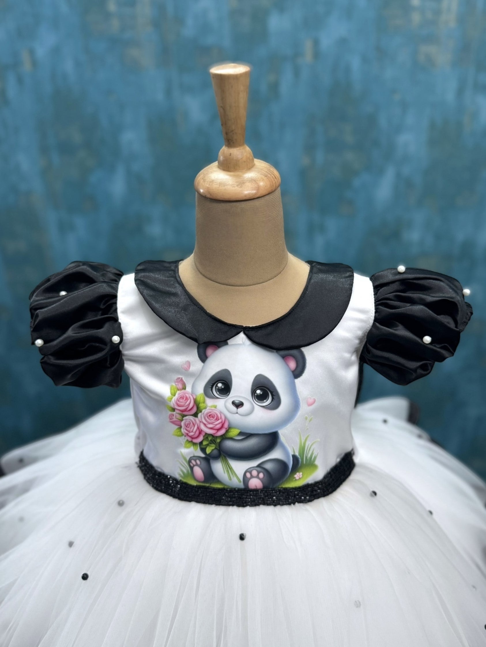 Snowy Panda Dream Black & White Princess Gown