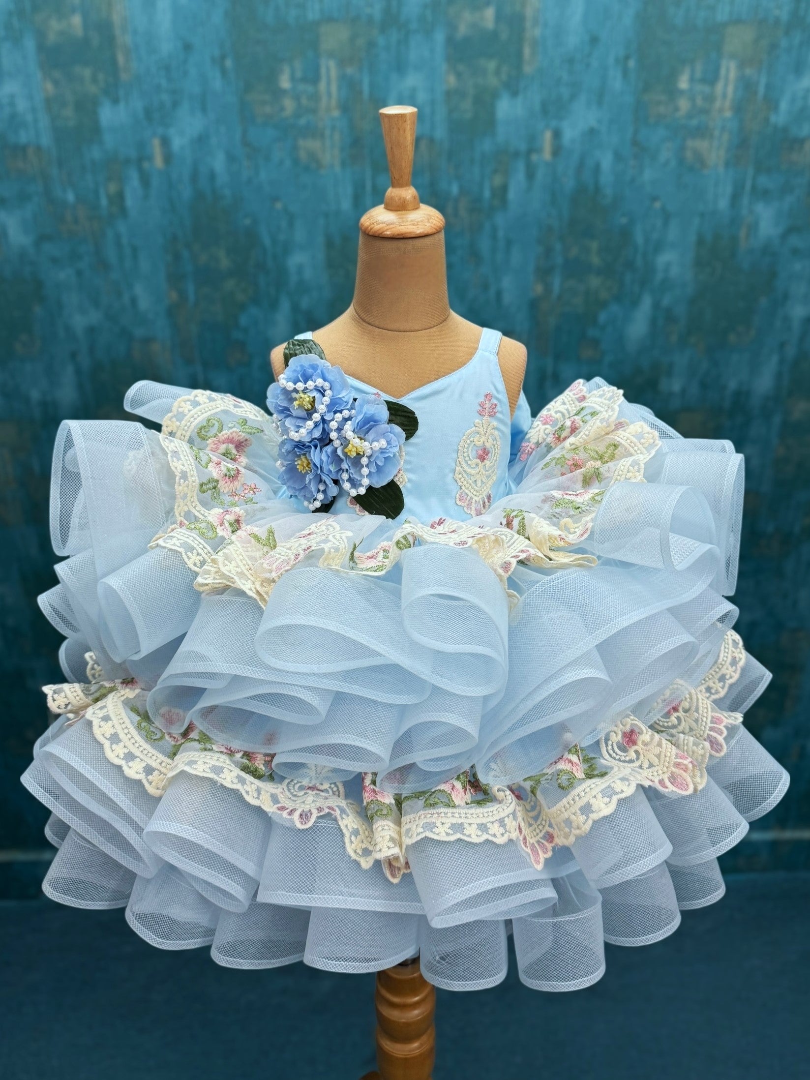 Baby Blue Garden Ruffle Fantasy Princess Dress