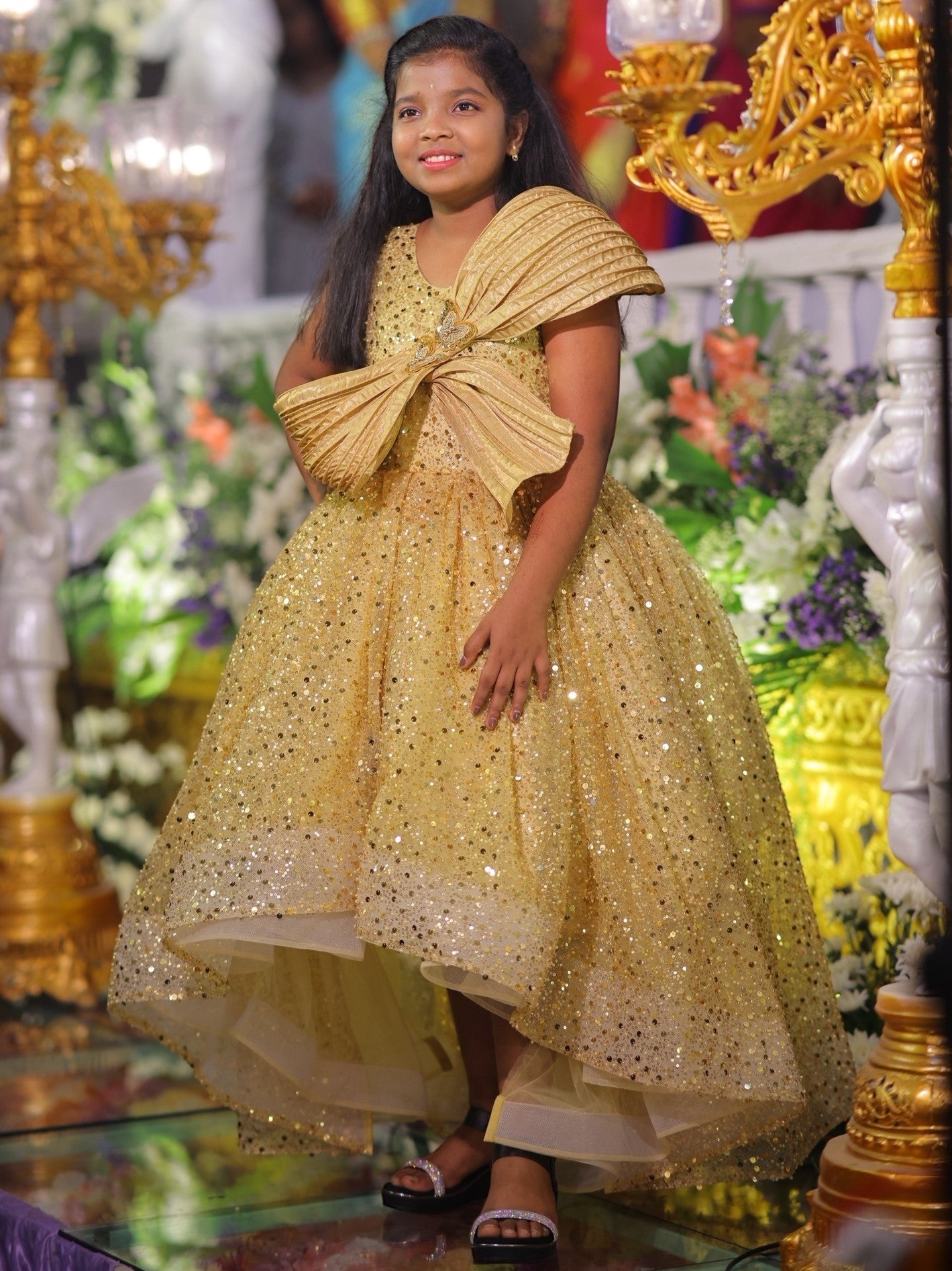 Imperial Gold Bow Glam Gown