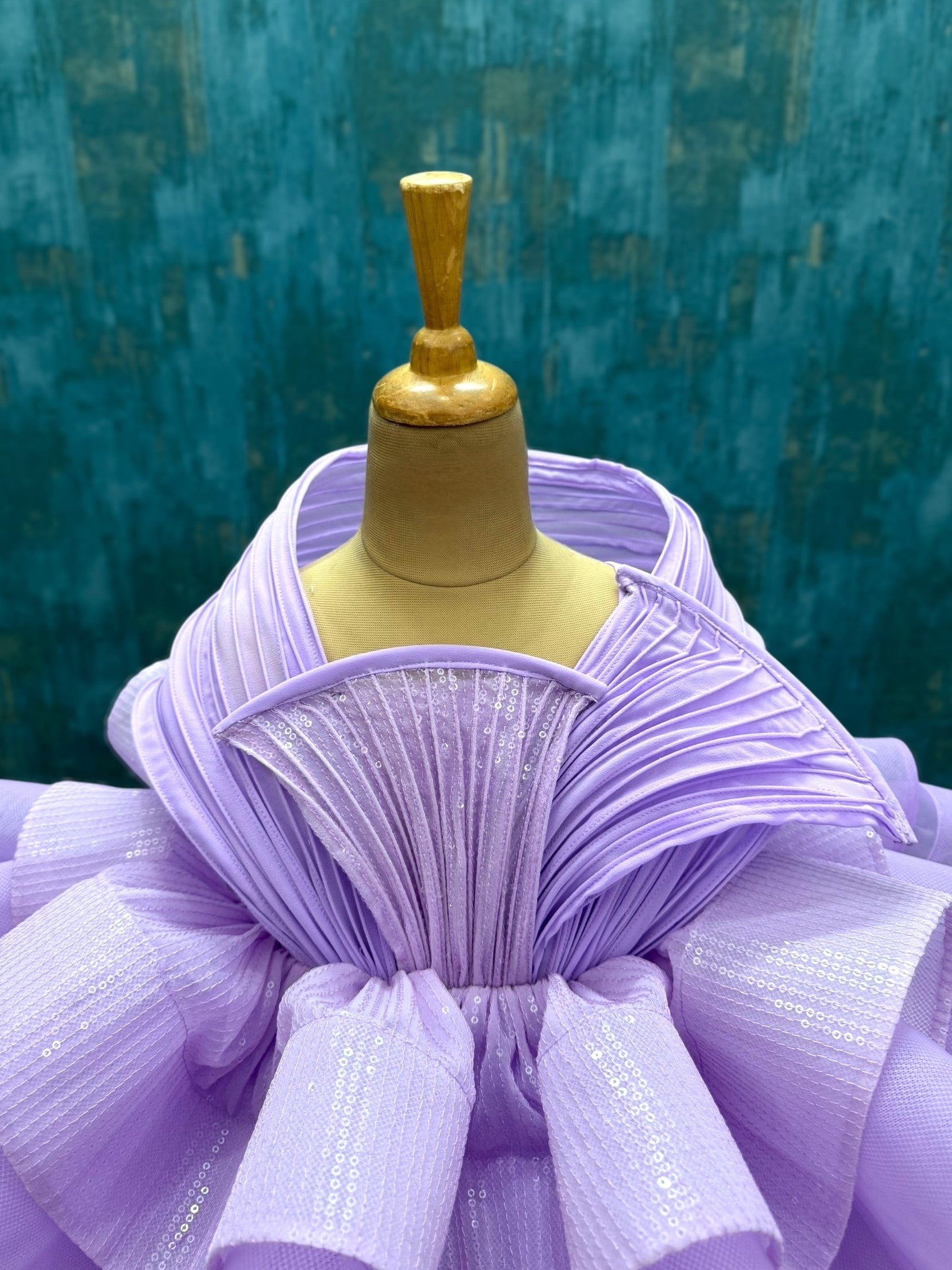 LILAC SEQUIN LAYER GOWN WITH STRUCTURE TOP