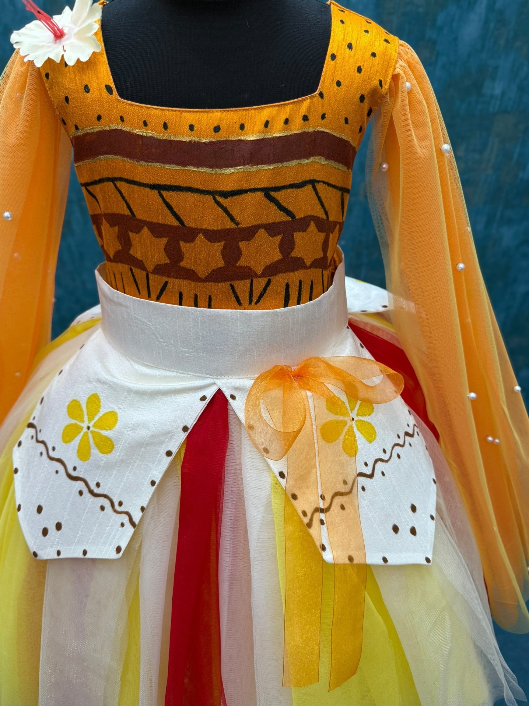 moana theme gown with detachable waist belt