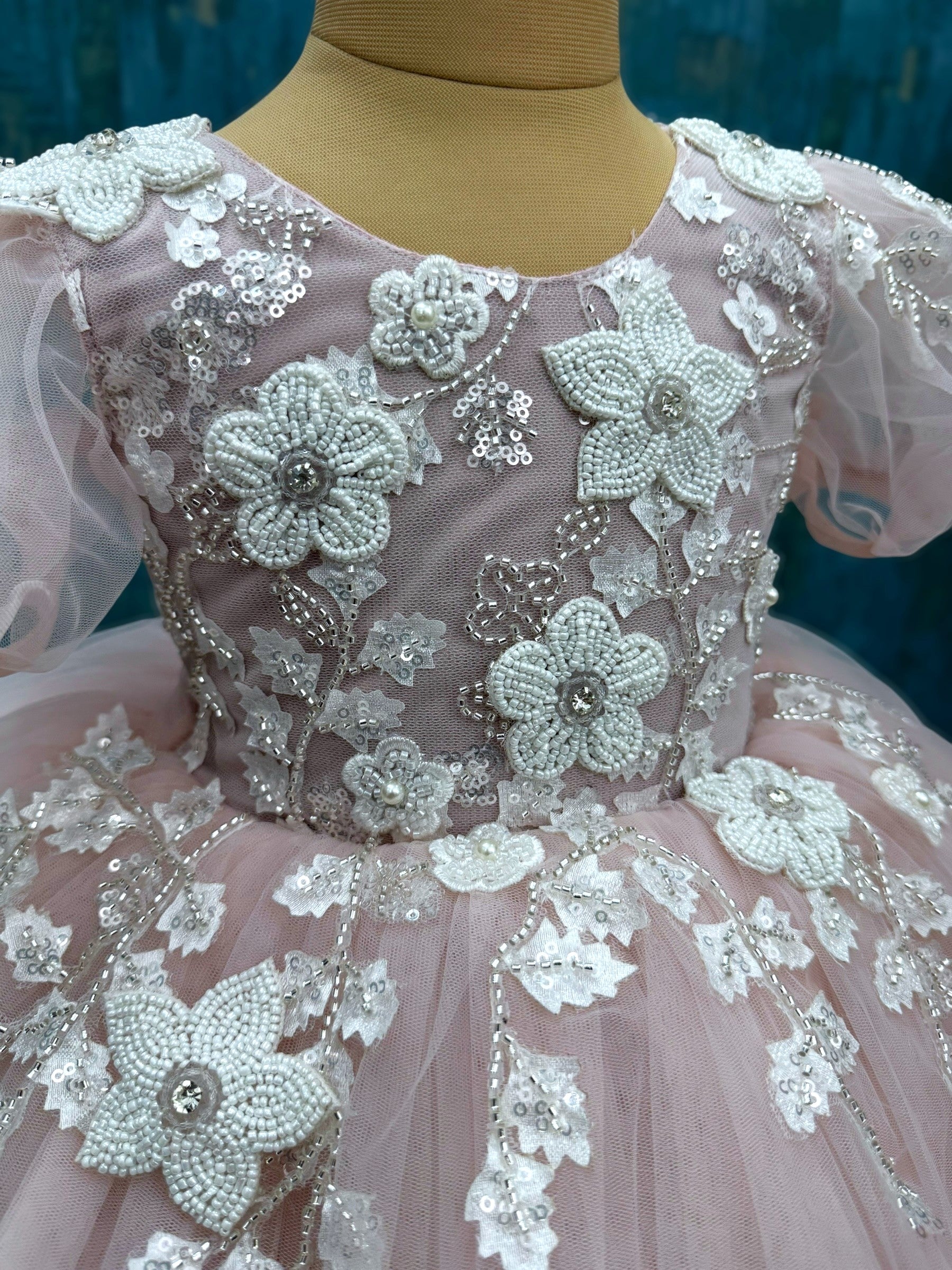 Ivory Whisper Sugar Bead Blossom Princess Ball Gown