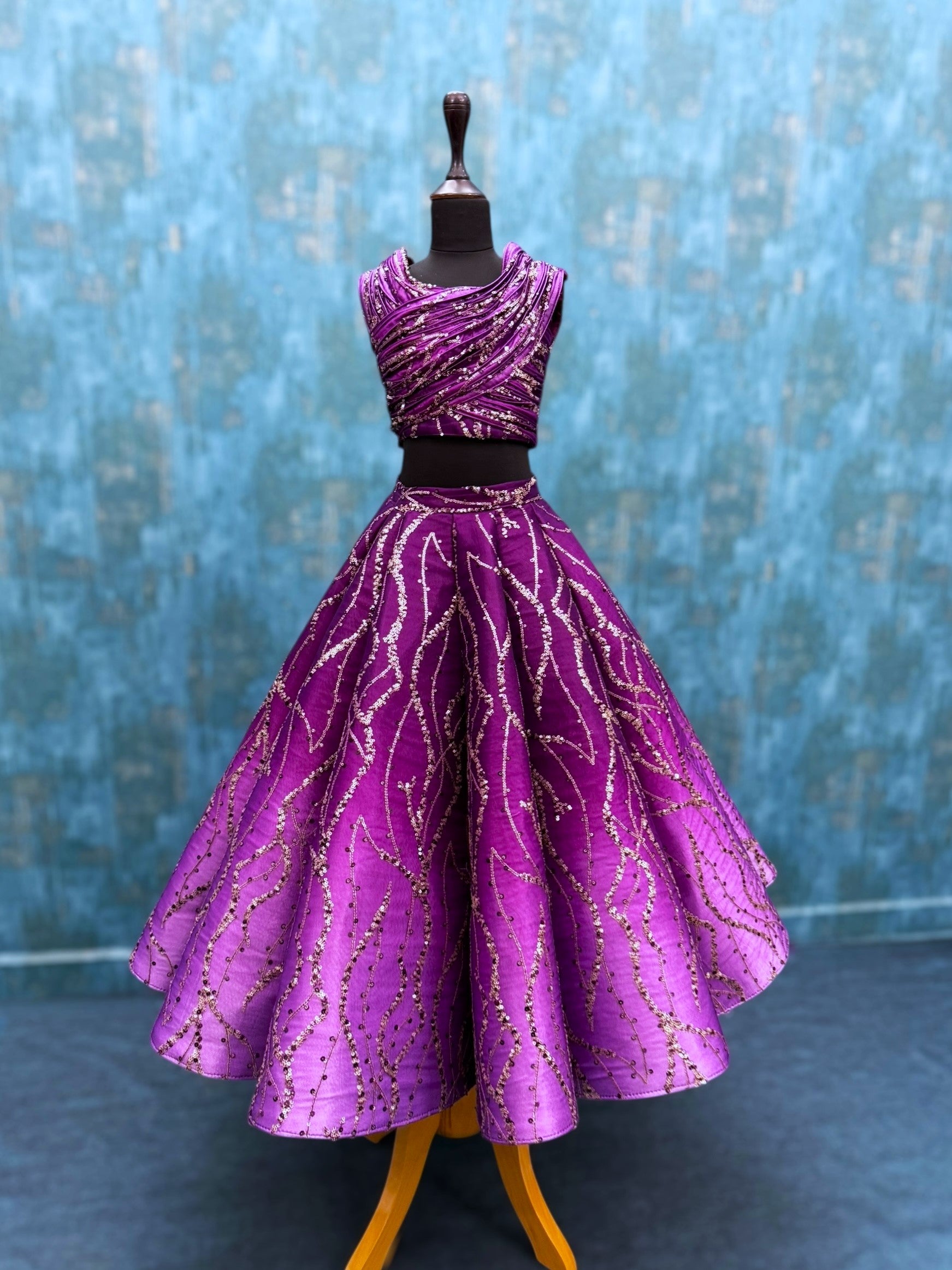Regal Grape Starlight Couture Lehenga