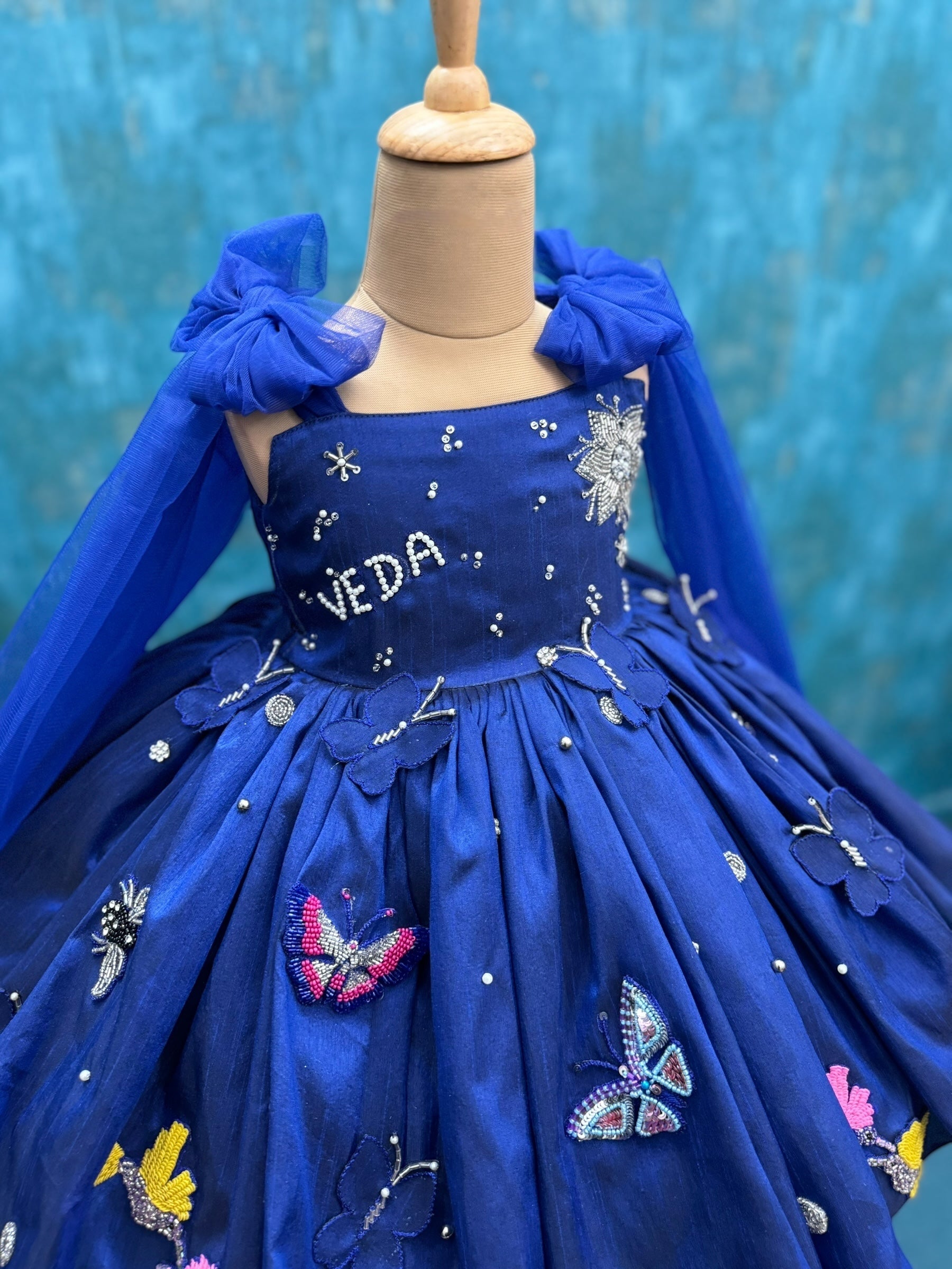 Midnight Sapphire Butterfly Princess Gown