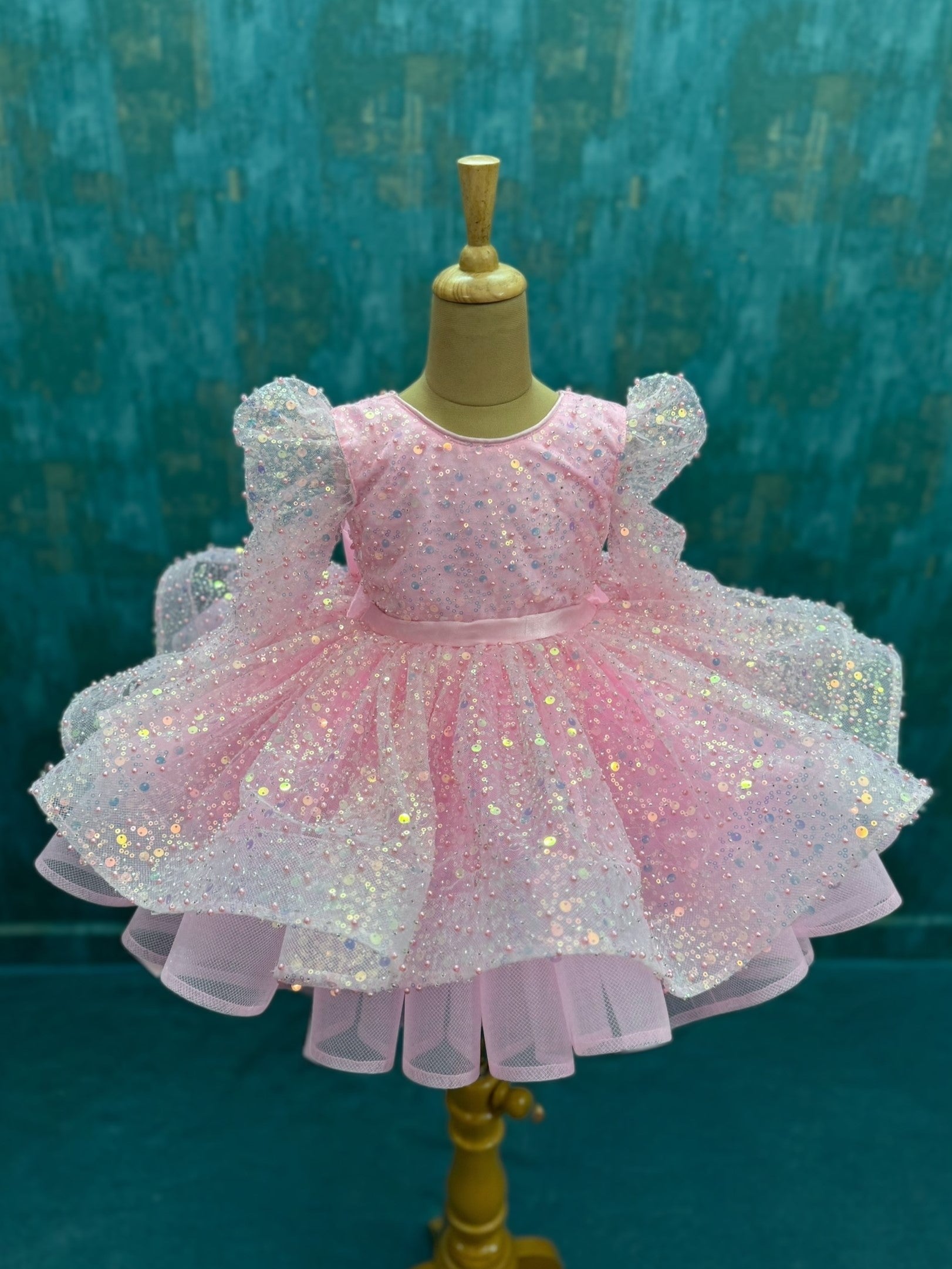 Rose Glow Sequin Mist Enchanted Princess Party Dress