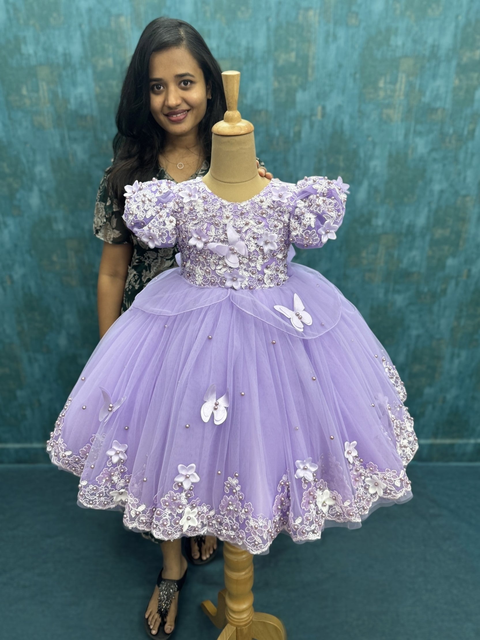 Kids Partywear Gown Online, Lavender Party Gown