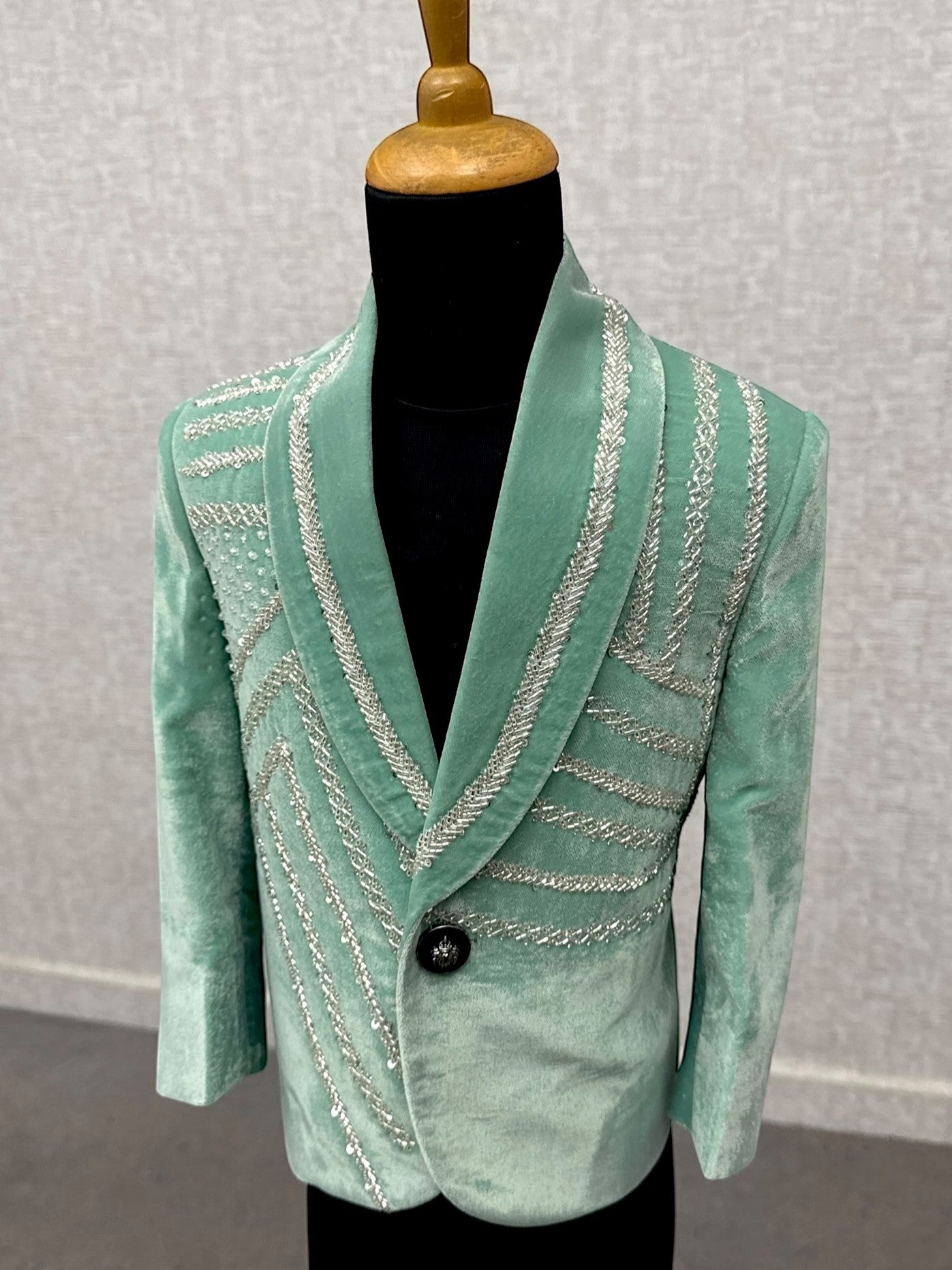 Majesty Mint Silver Sage Blazer- Comes with pant and shirt