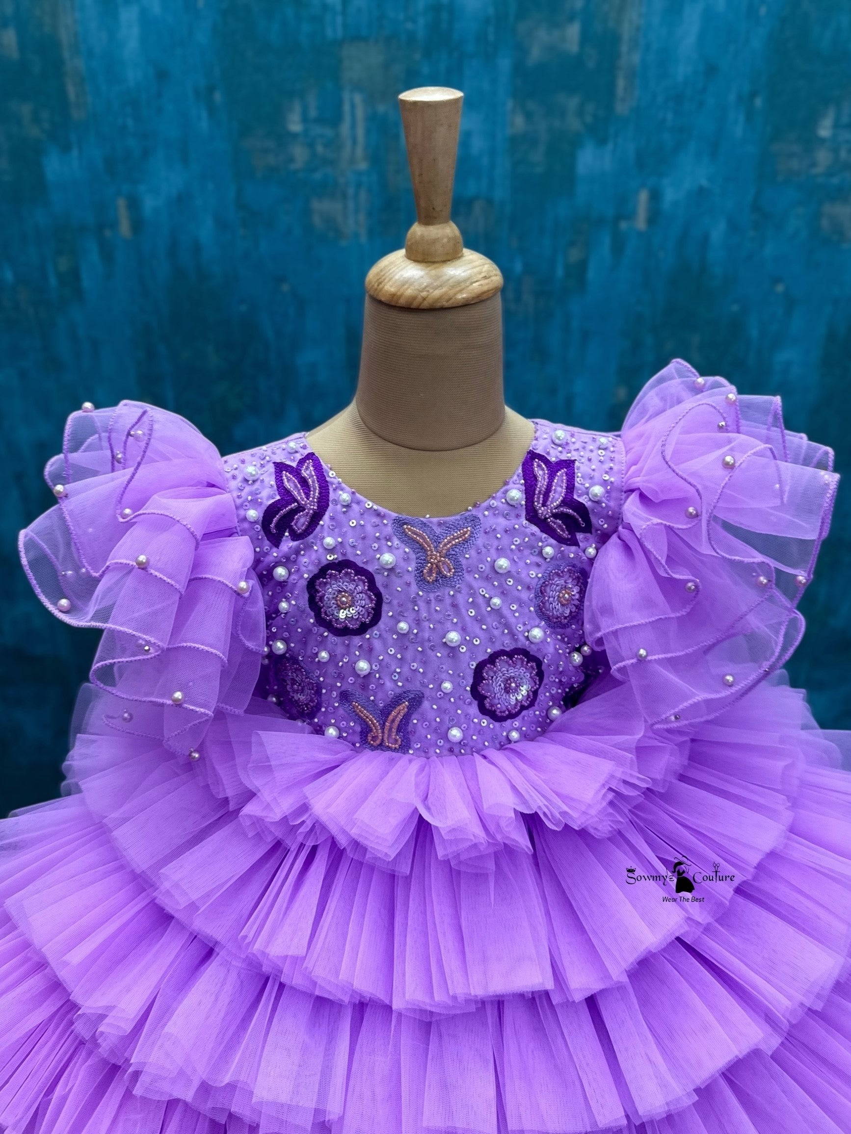 Violet Whisper Pearl-Dusted Fairy Ball Dress