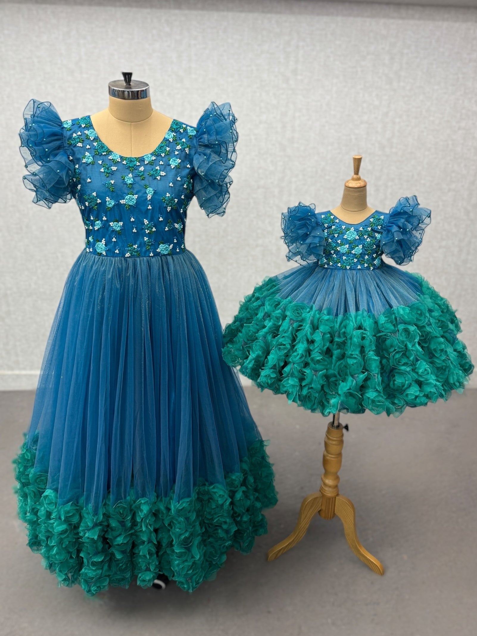 Shop Mother Daughter Dresses Online, Peacock Blossom Party Dress Duo