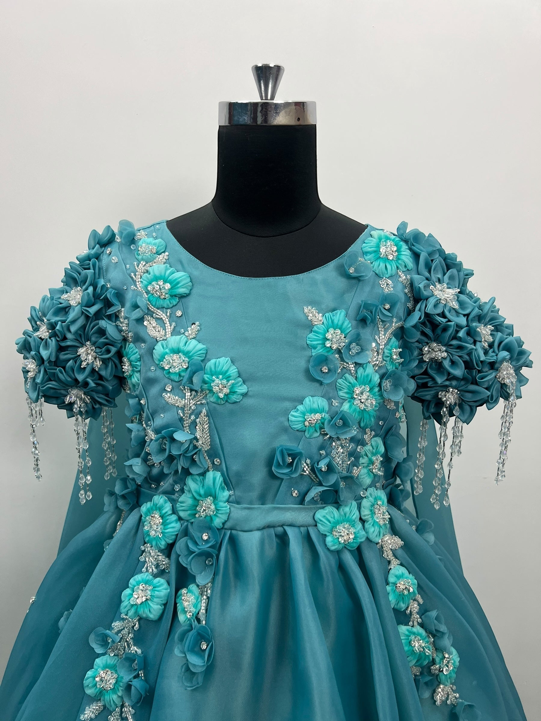 Ocean Bloom Crystal Embroidered Princess Gown