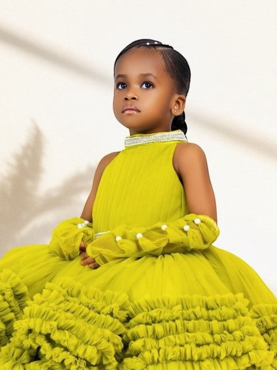 Lime Glow Princess Dress
