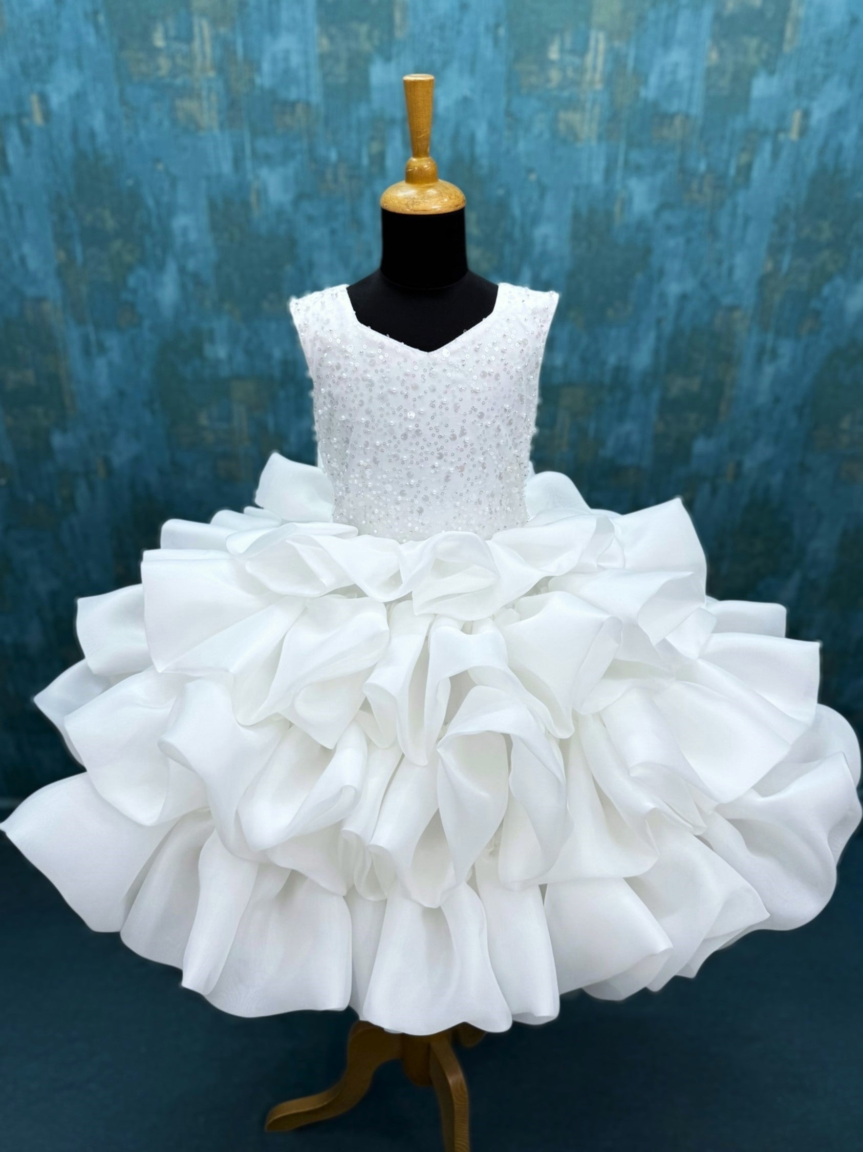 Snow Angel Pearl-Encrusted Princess Celebration Gown