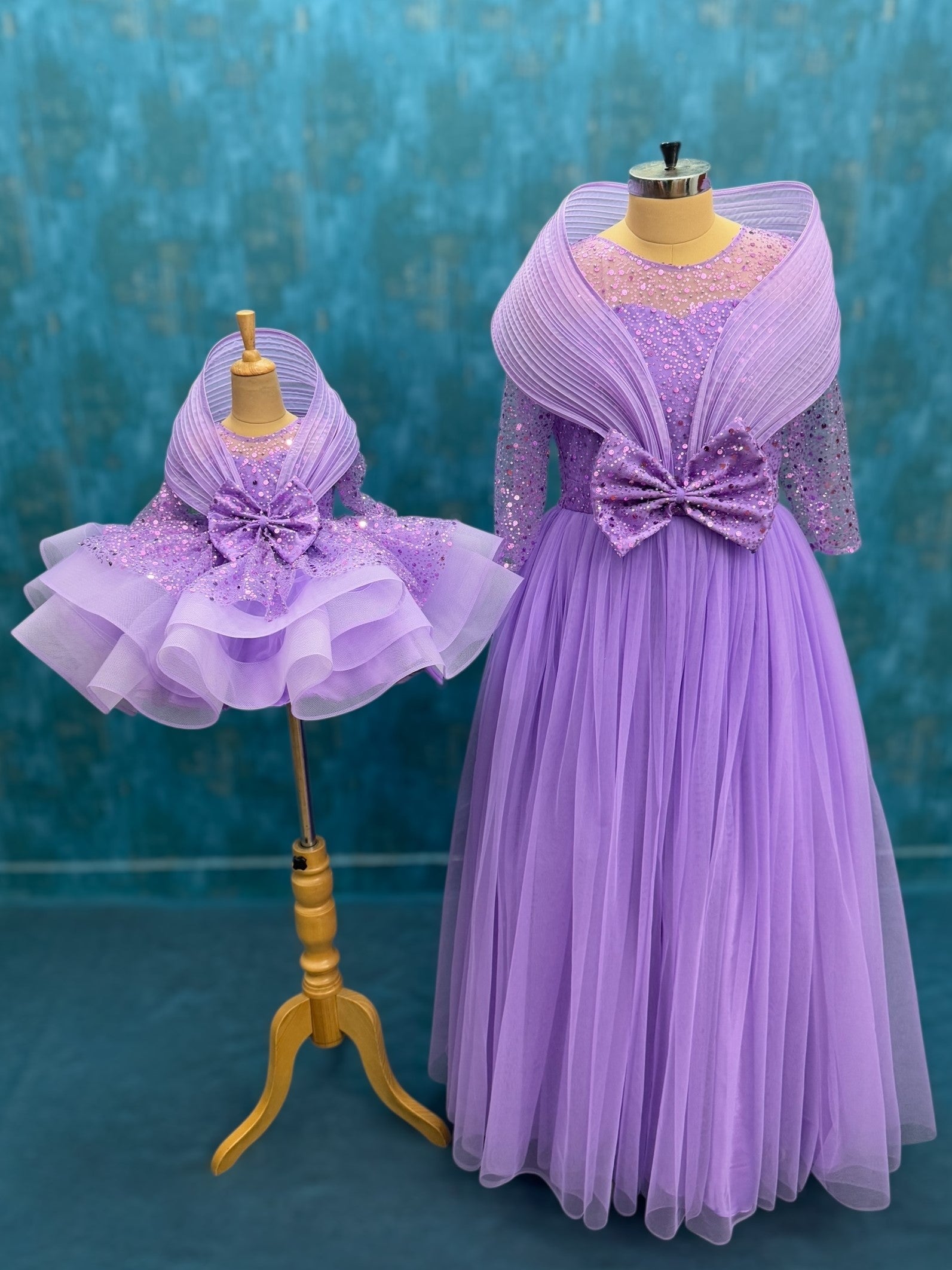 Buy Mother Daughter Dresses Online, Lavender Bow Fairy Gown Duo