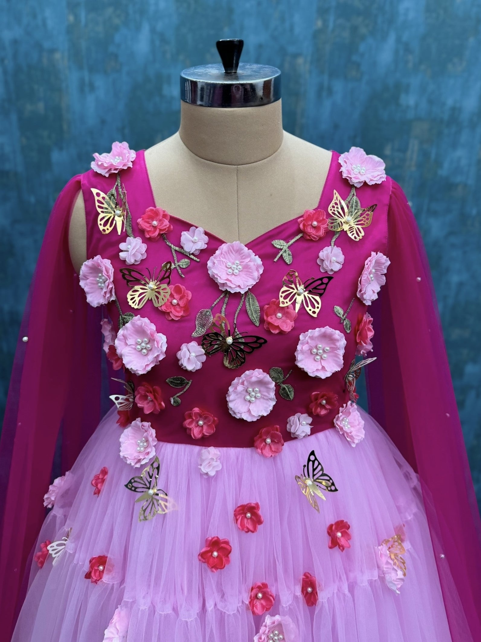 Buy Hot Pink Gown Online, Hot Pink Designer Mom & Daughter Gown