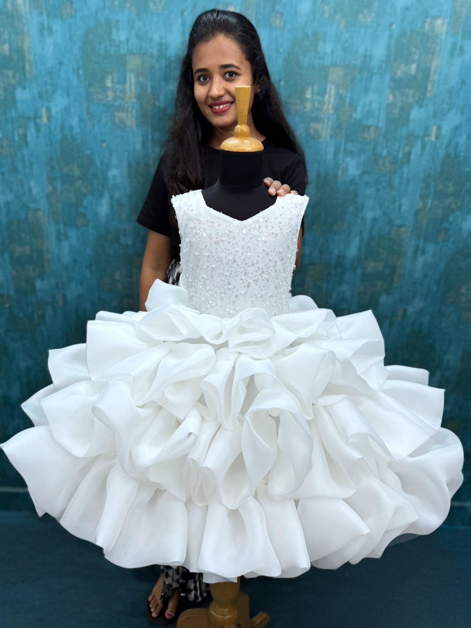 Snow Angel Pearl-Encrusted Princess Celebration Gown