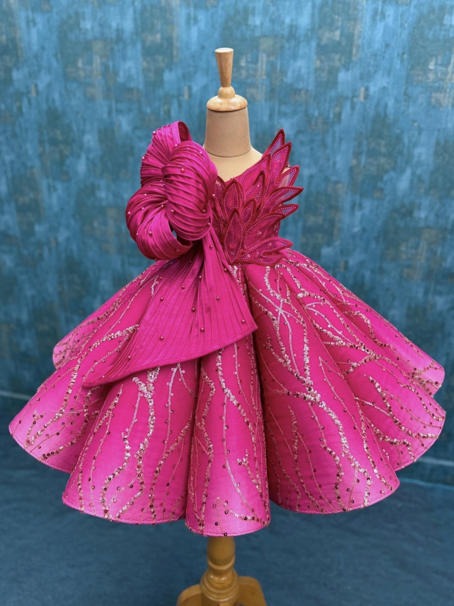 Buy Hot Pink Gown Online, Hot Pink Designer Mom & Daughter Gown