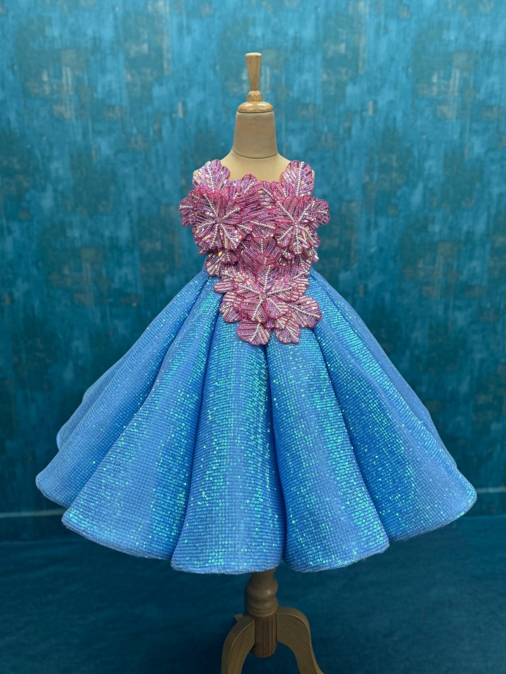 Couture Dresses Online, Blue Sequin Ball Gown