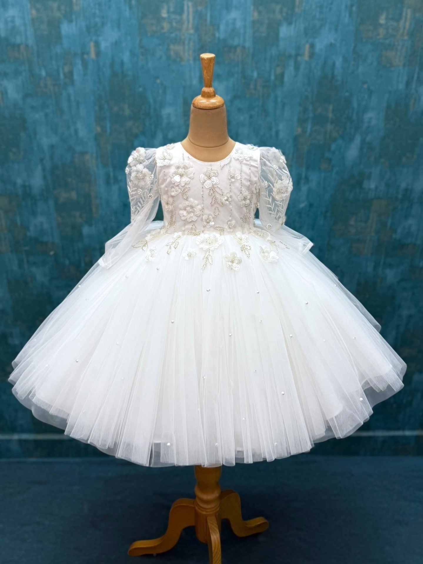 floral white Dream Whirl Couture gown with hand work detailing