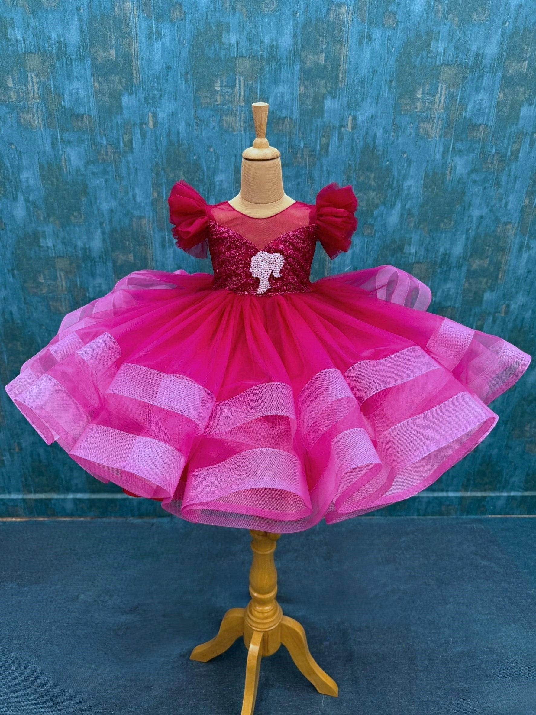 Pink Barbie Ombre With Puff Sleeves