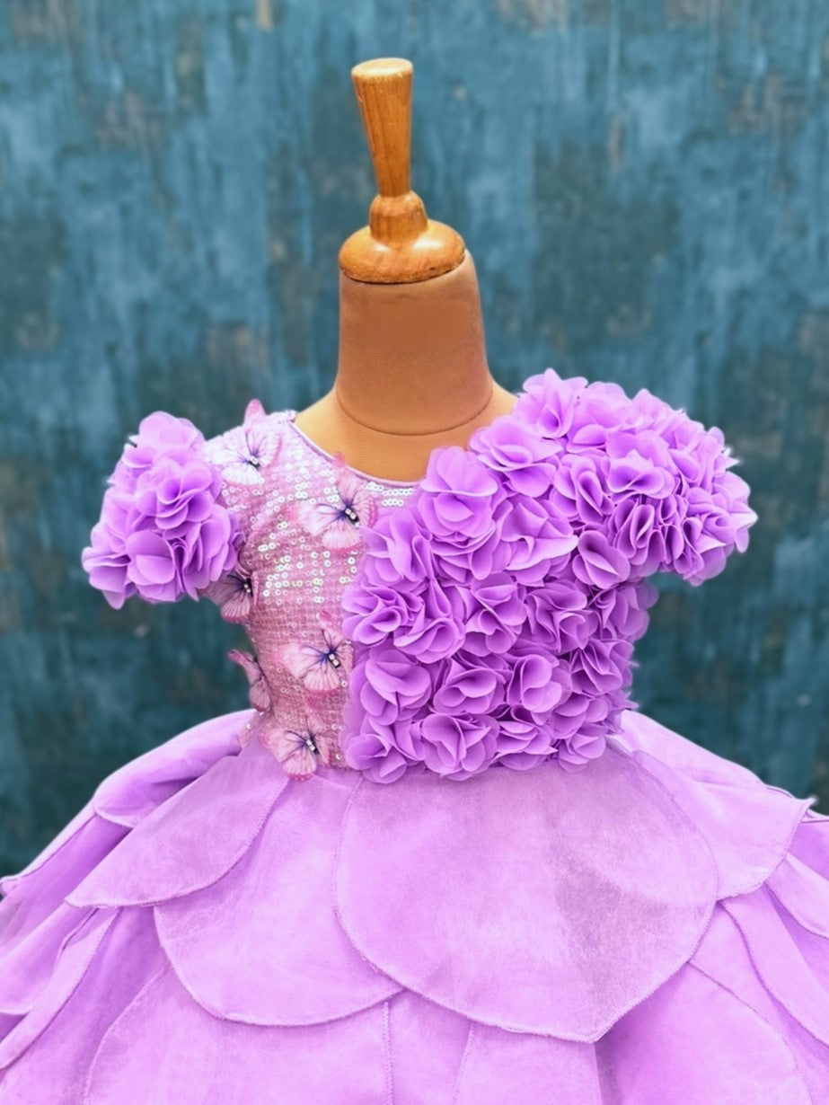 Enchanted Lavender Lotus Petal Princess Gown