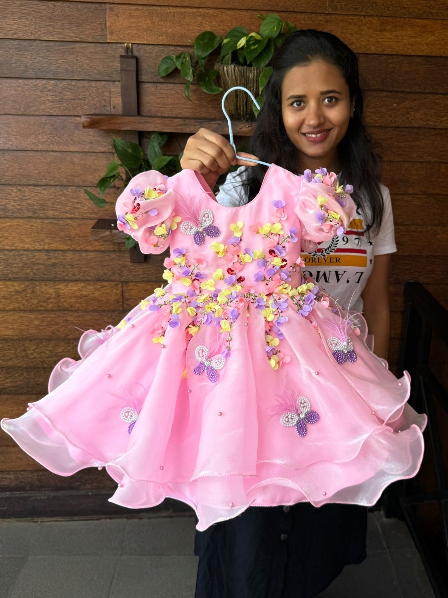 Sweet Peony Flutter Butterfly Handcrafted Floral Princess Dress