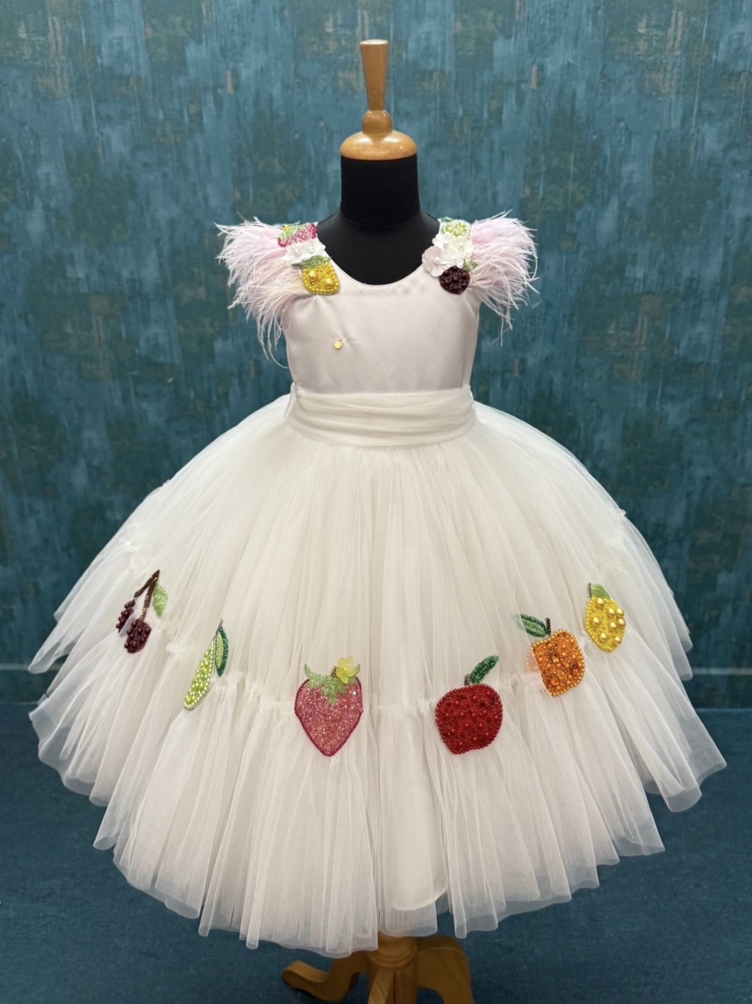 Pearl White Berry Bliss Couture Party Dress