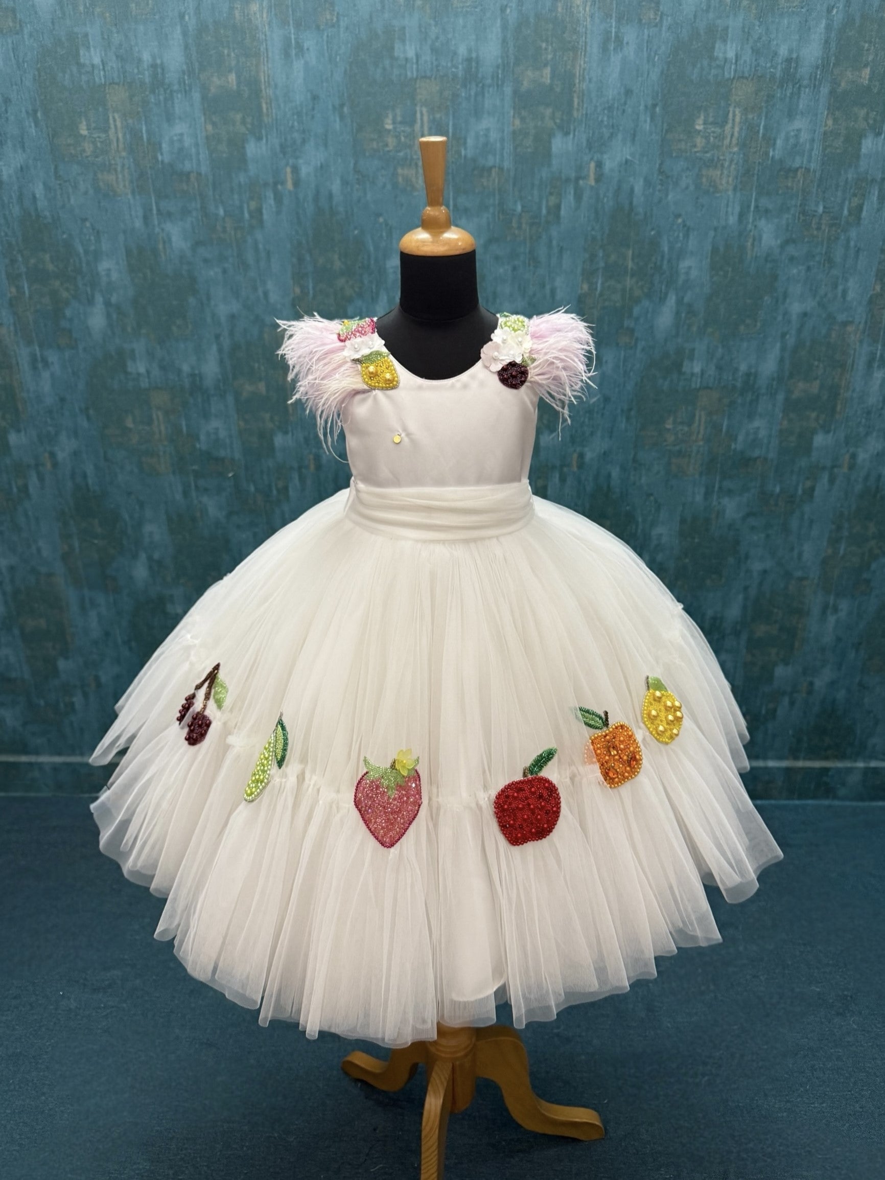 Pearl White Berry Bliss Couture Party Dress