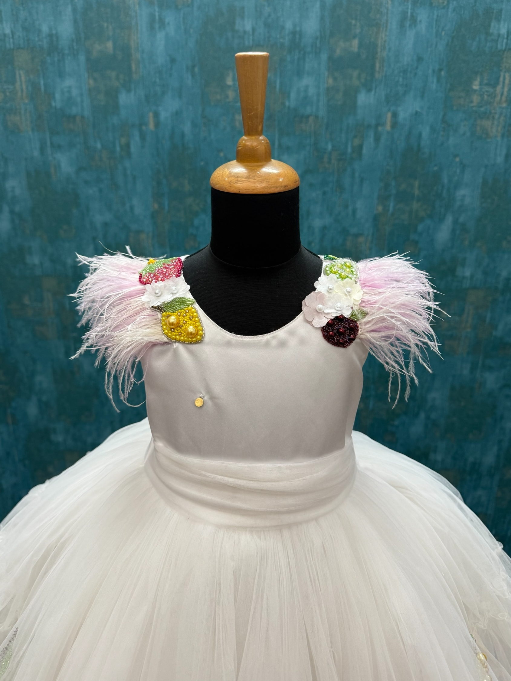 Pearl White Berry Bliss Couture Party Dress