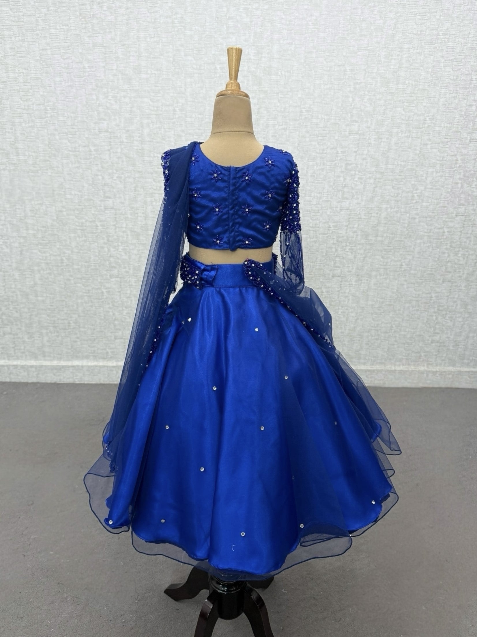 Girls Party Wear Online, Royal Blue Embroidered Lehenga