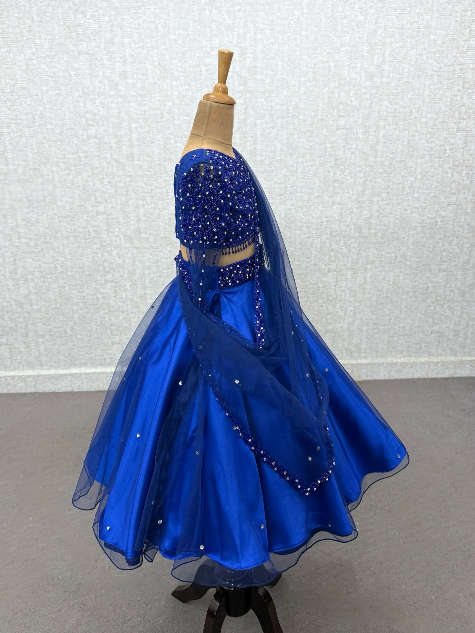 Girls Party Wear Online, Royal Blue Embroidered Lehenga