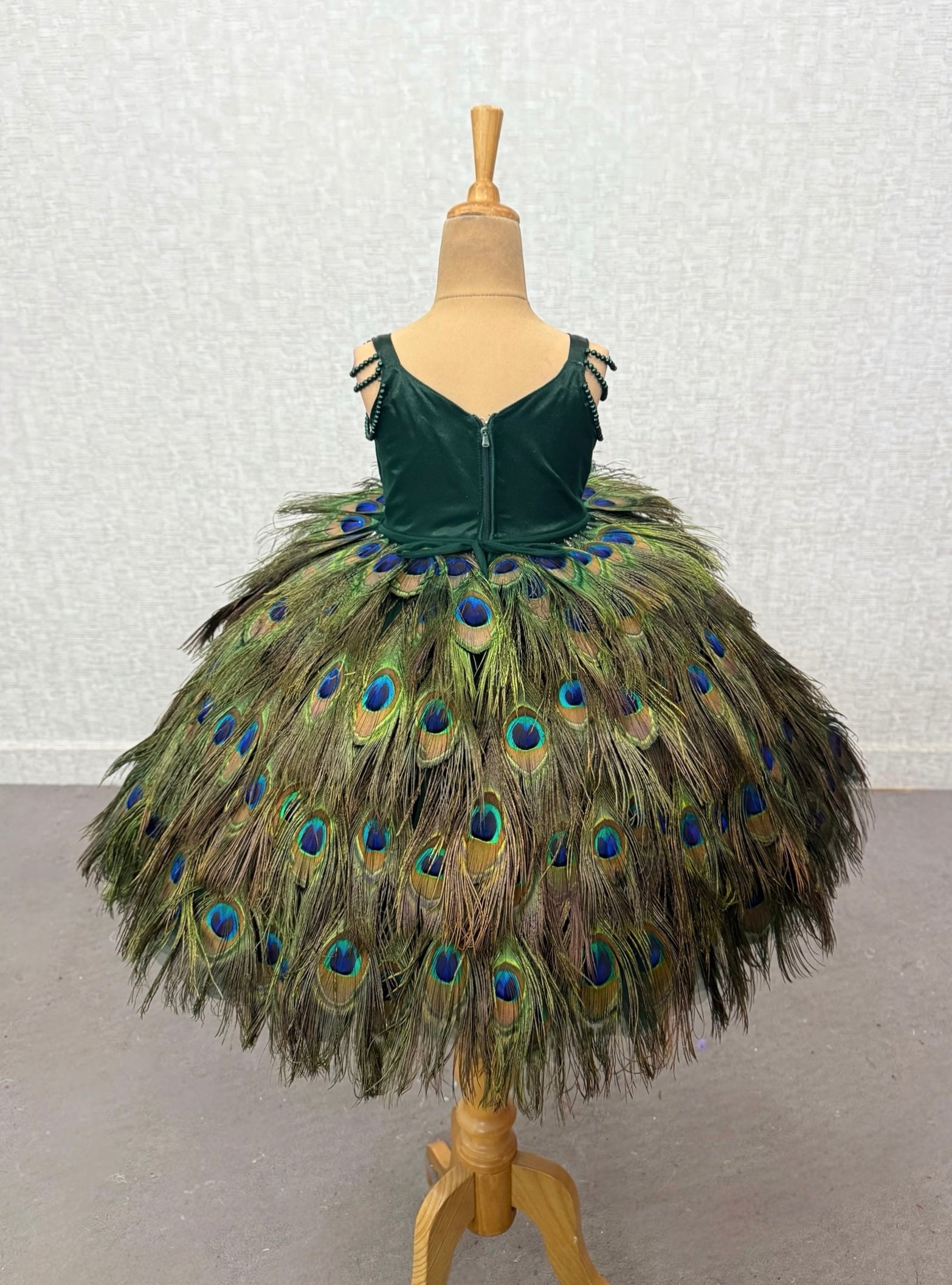 Peacock Dress for Girl Baby Online, Handmade Peacock Feather Dress