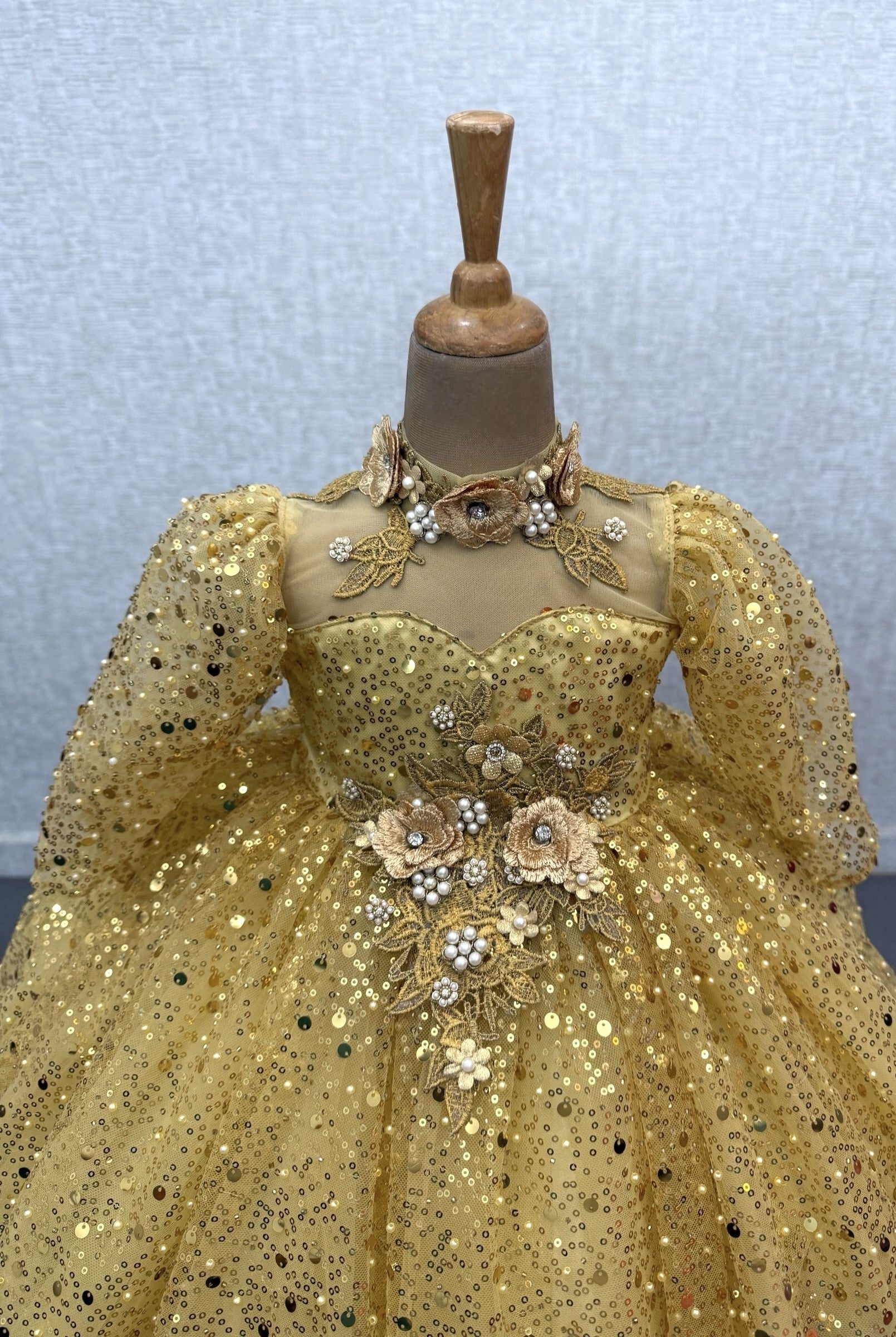 Kids Birthday Frocks Online, Girls’ Gold Princess Dress