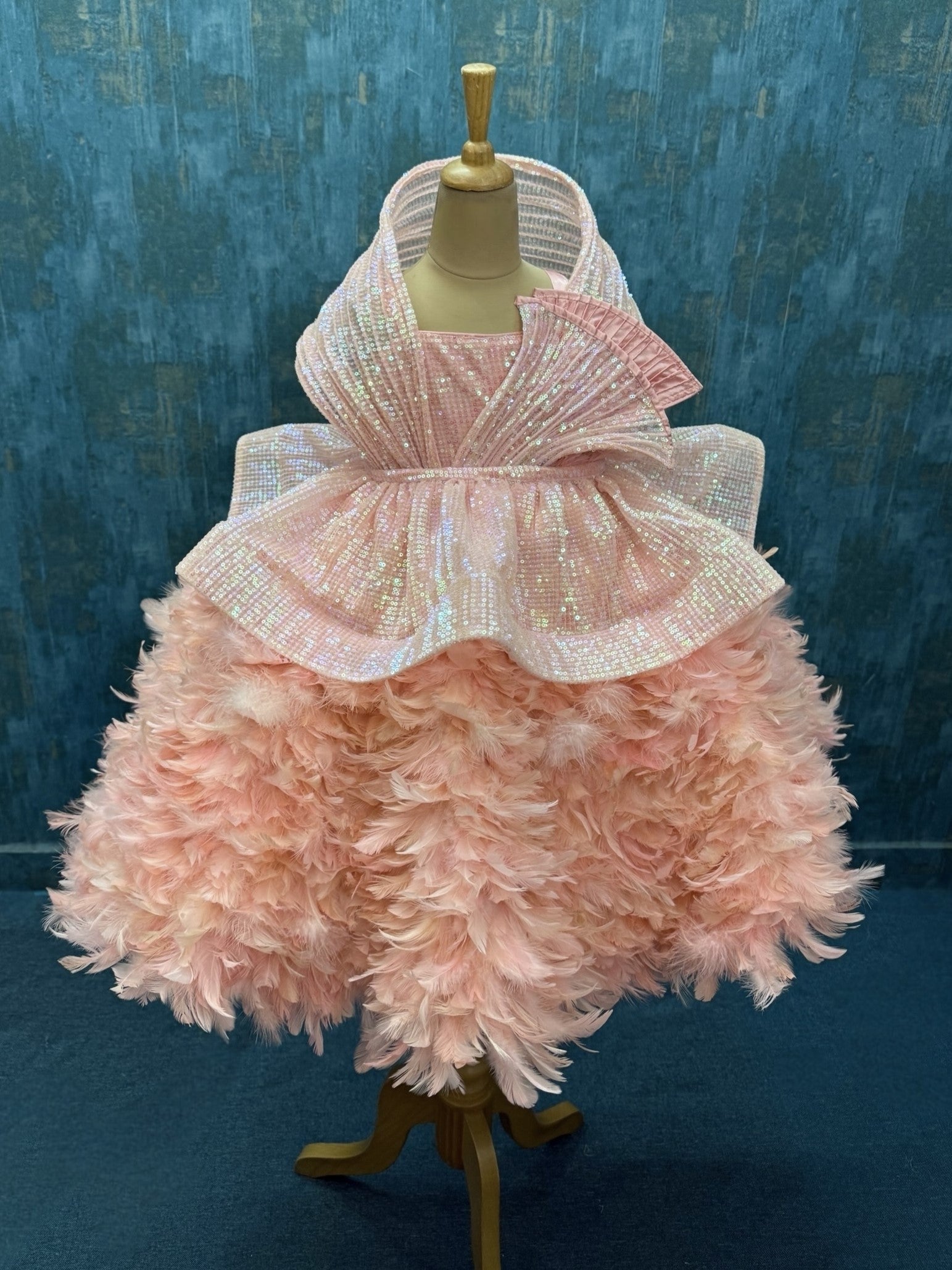 Ball gown for girls Online, Baby Pink Sequin Ball Gown
