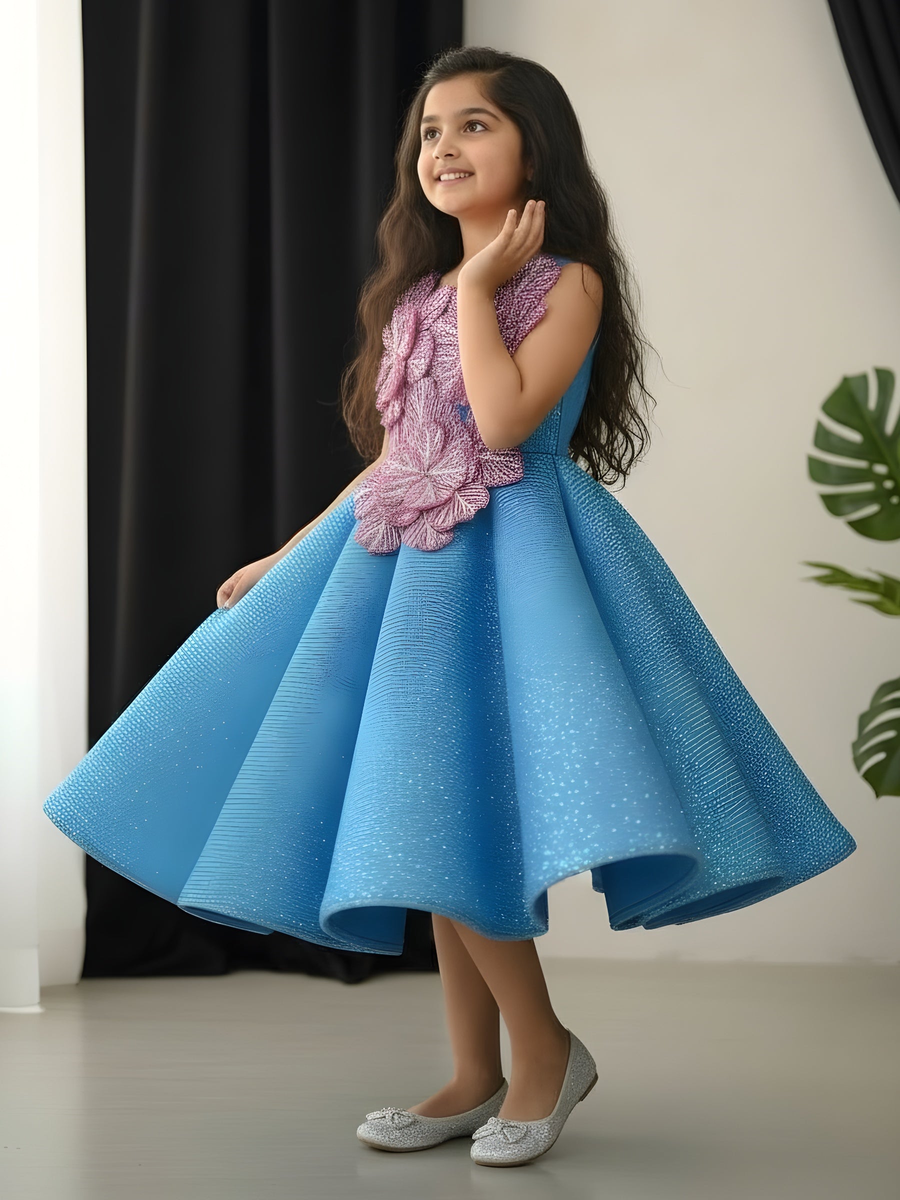 Couture Dresses Online, Blue Sequin Ball Gown